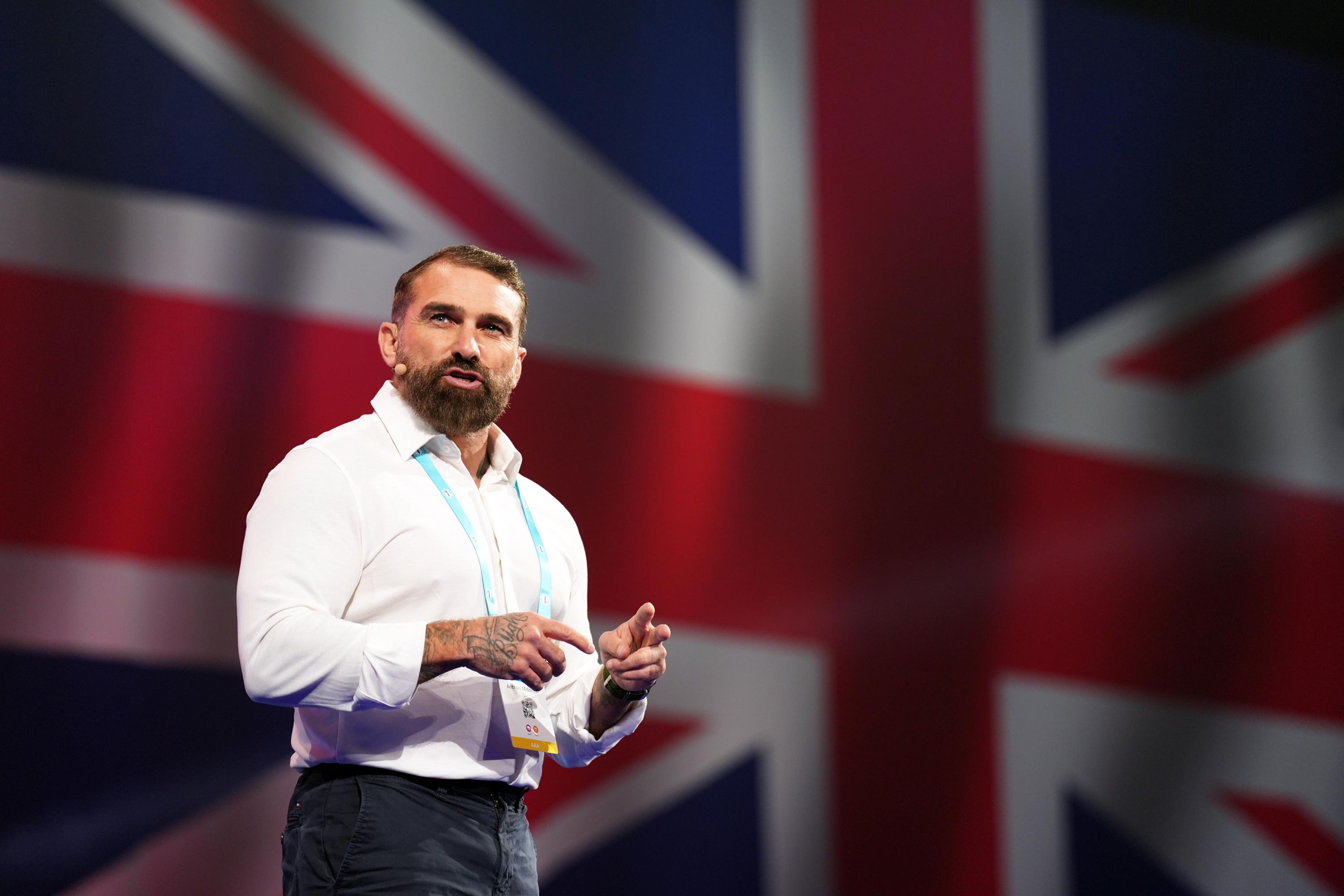 Ant Middleton speaks at the Reform UK party’s annual conference at the National Exhibition Centre in Birmingham. Picture date: Friday September 20, 2024 (Joe Giddens/PA)