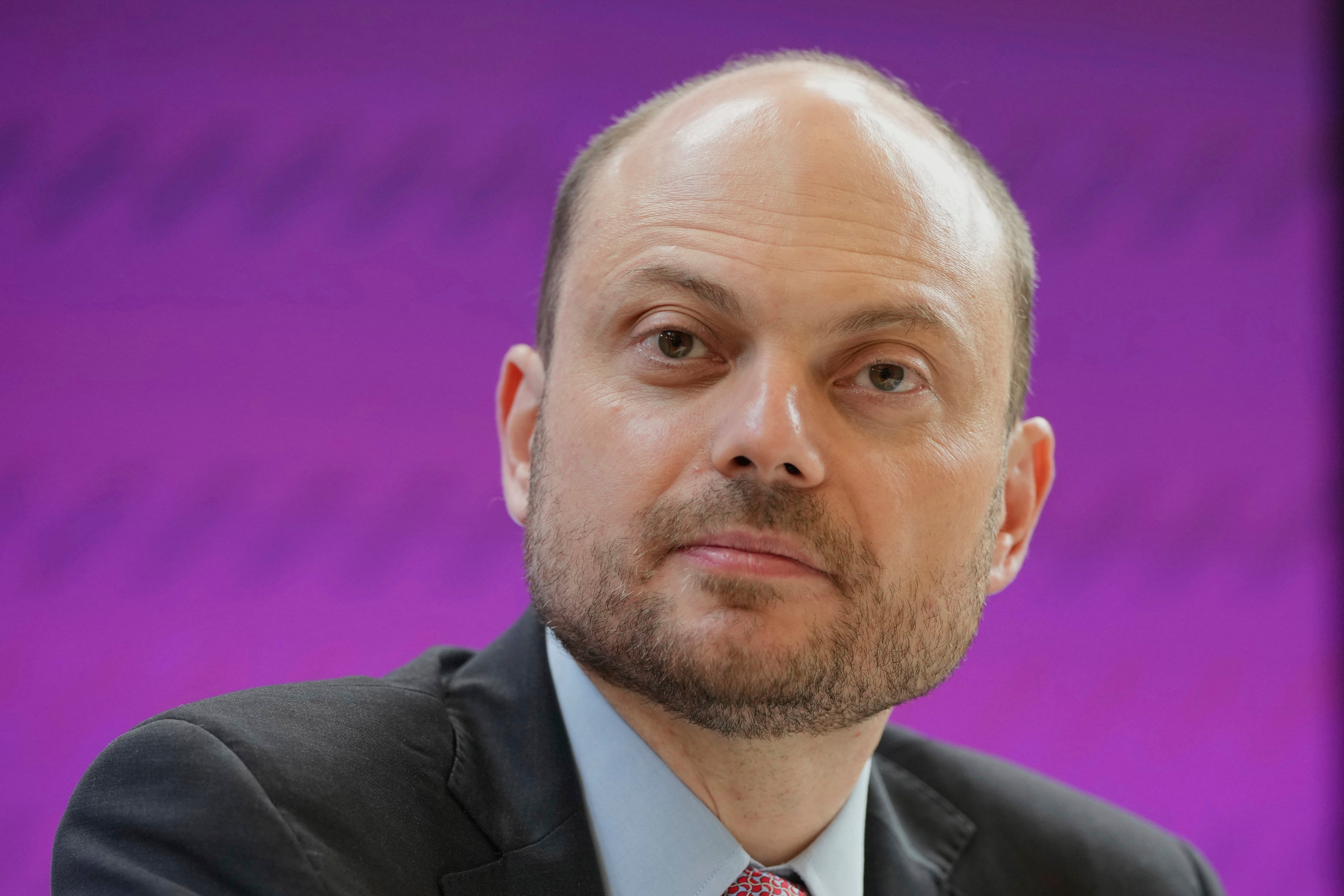 Vladimir Kara-Murza, the recently freed British citizen and Russian opposition politician, looks on during a news conference organised by the Global Magnitsky Justice Campaign and the Centre for Finance and Security at RUSI, in London, Friday, 20 September 2024