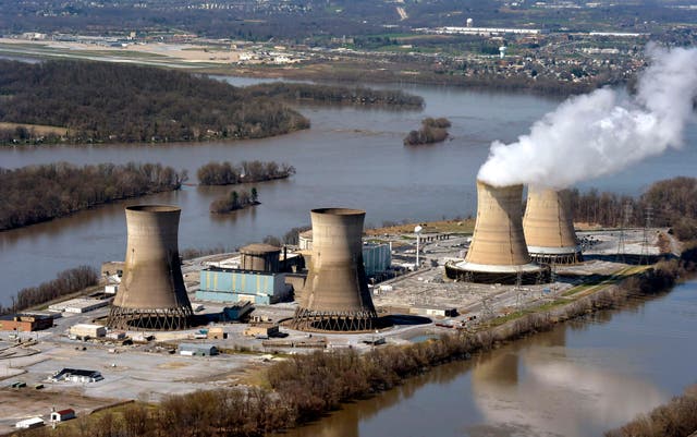 <p>An aerial view of Three Mile Island, in Dauphin County, Pa</p>