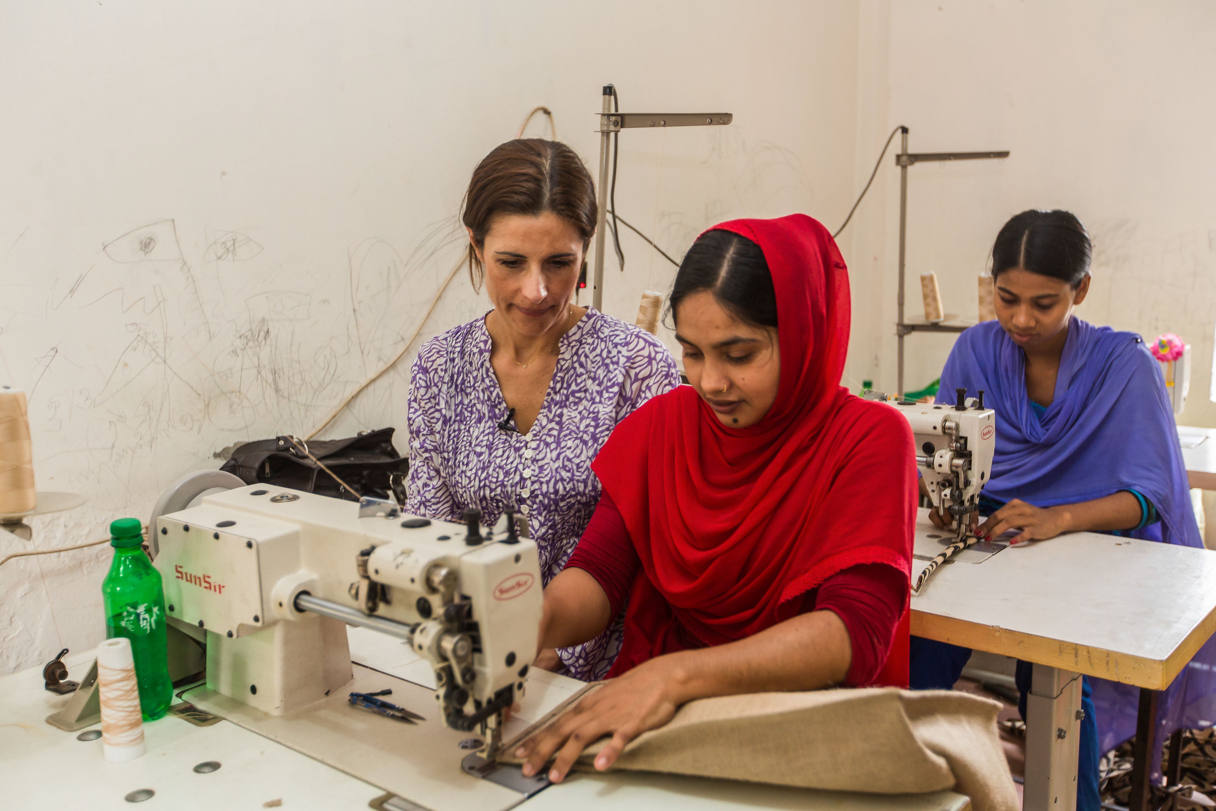 Libya Perth talks to 24-year-old Millie at Oporajeo, a small business run by victims of the Rana Plaza disaster in Dhaka, Bangladesh.