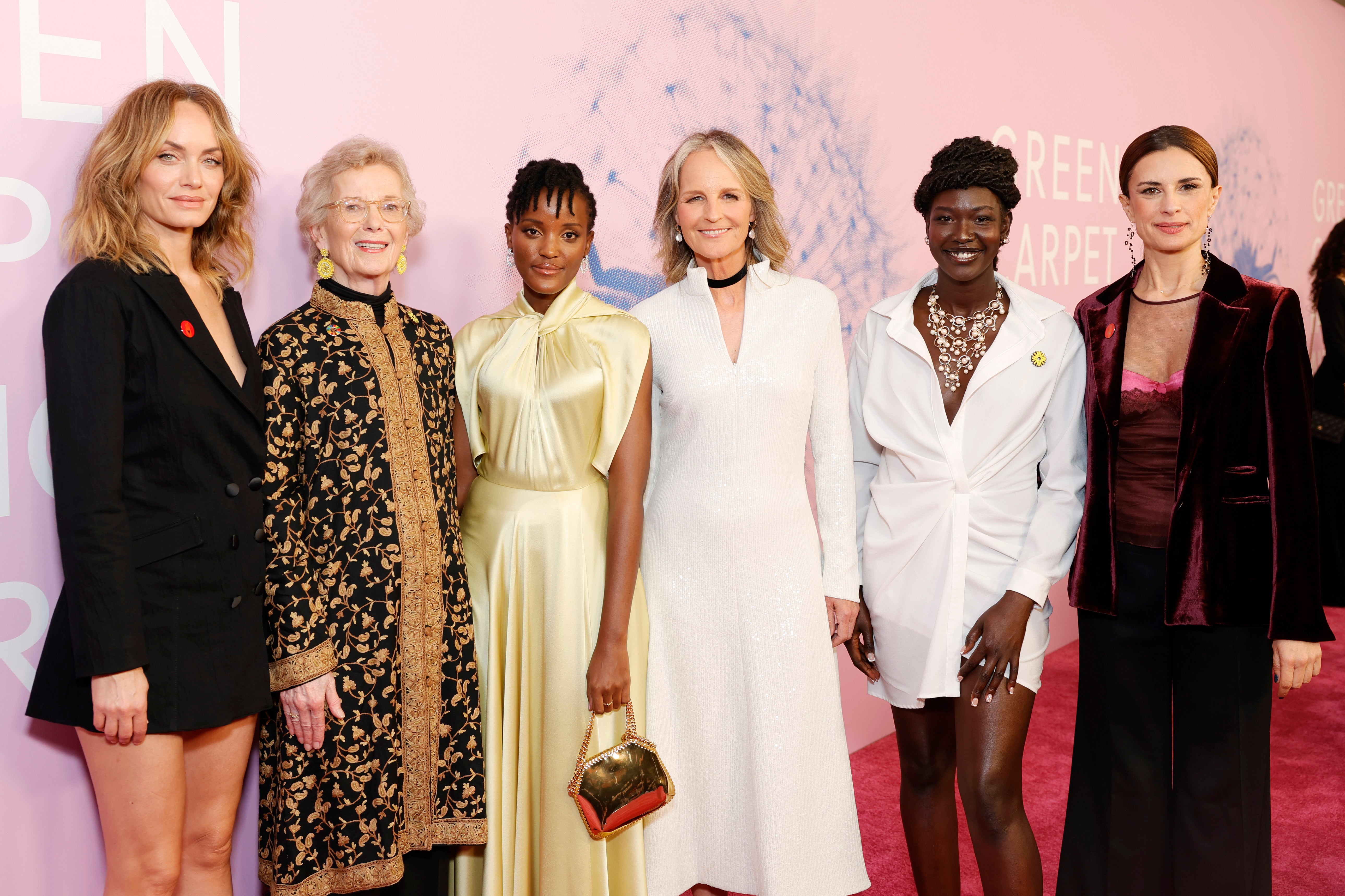 (L-R): Amber Valletta, Mary Robinson, Vanessa Nakate, Helen Hunt, Mary Maker and Livia Firth attend the 2024 Green Carpet Fashion Awards on March 6 in West Hollywood, California.