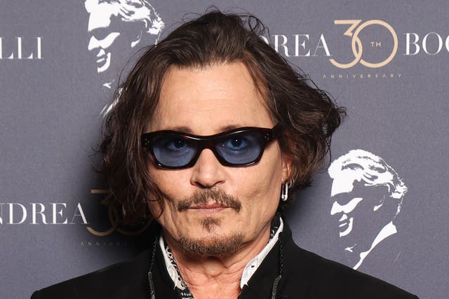 <p>Johnny Depp attending ‘Andrea Bocelli 30: The Celebration’ in Lajatico, Italy in July 2024</p>