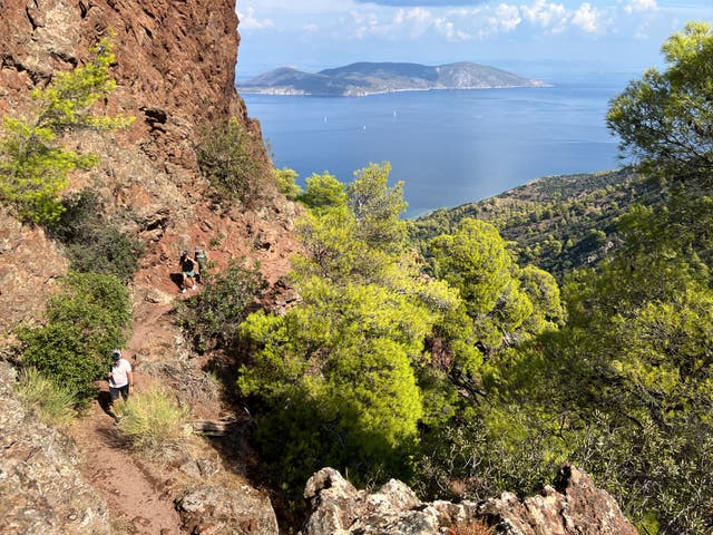 <p>Sunny outlook: the volcano on the Methana peninsula, with the island of Aegina in the background</p>