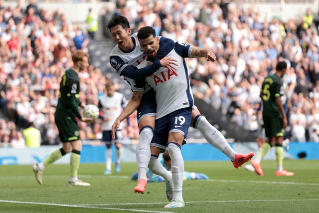 Dominic Solanke scored his first goal for Tottenham (Steven Paston/PA)