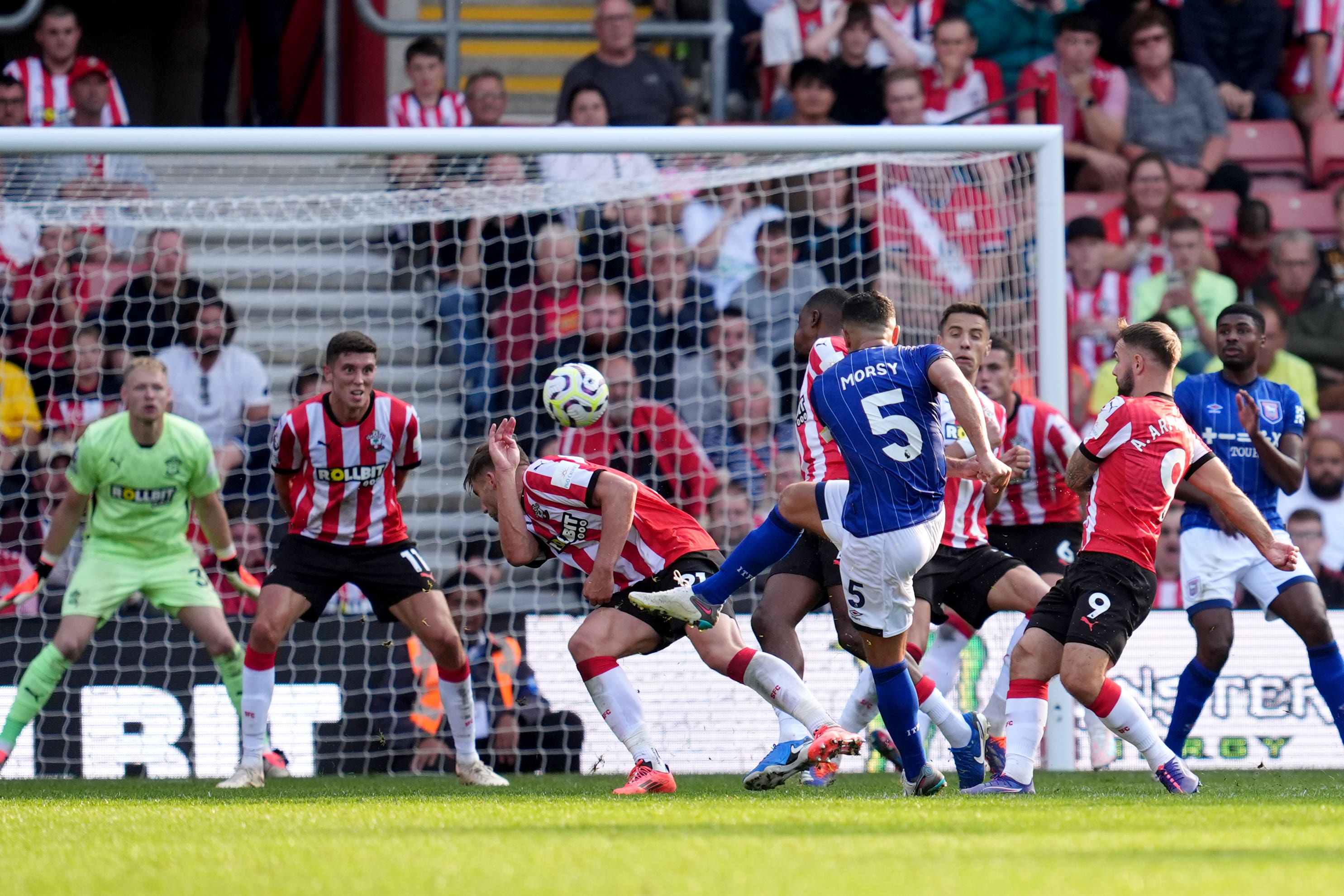 Sam Morsy scores Ipswich’s equaliser against Southampton (Adam Davy/PA)