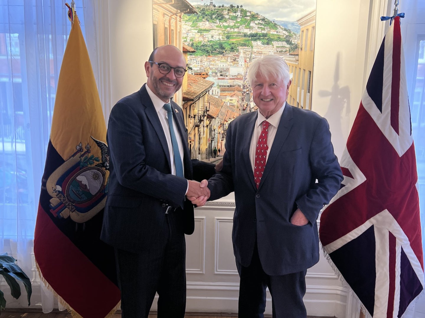 Stanley Johnson meets Luis Vayas Valdivieso, Ecuador’s ambassador to the United Kingdom