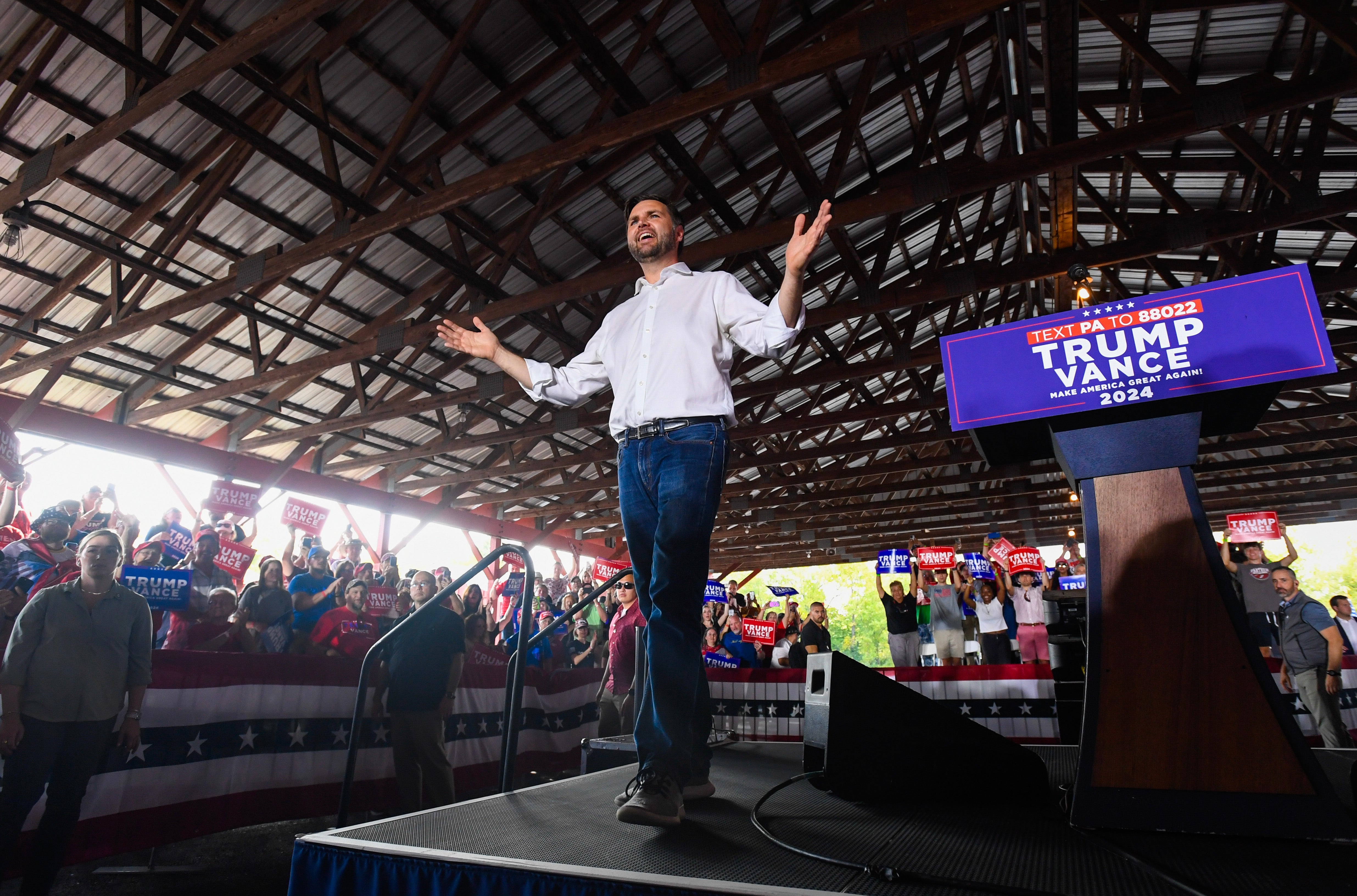 Senator JD Vance campaigns in Leesport, Pennsylvania on Saturday