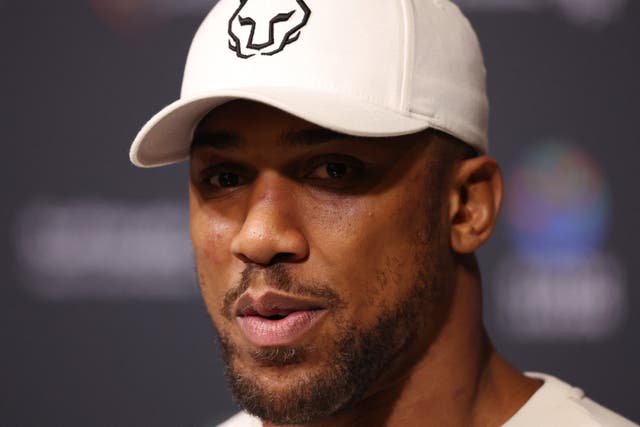 <p>Anthony Joshua reacts to his loss against Daniel Dubois</p>