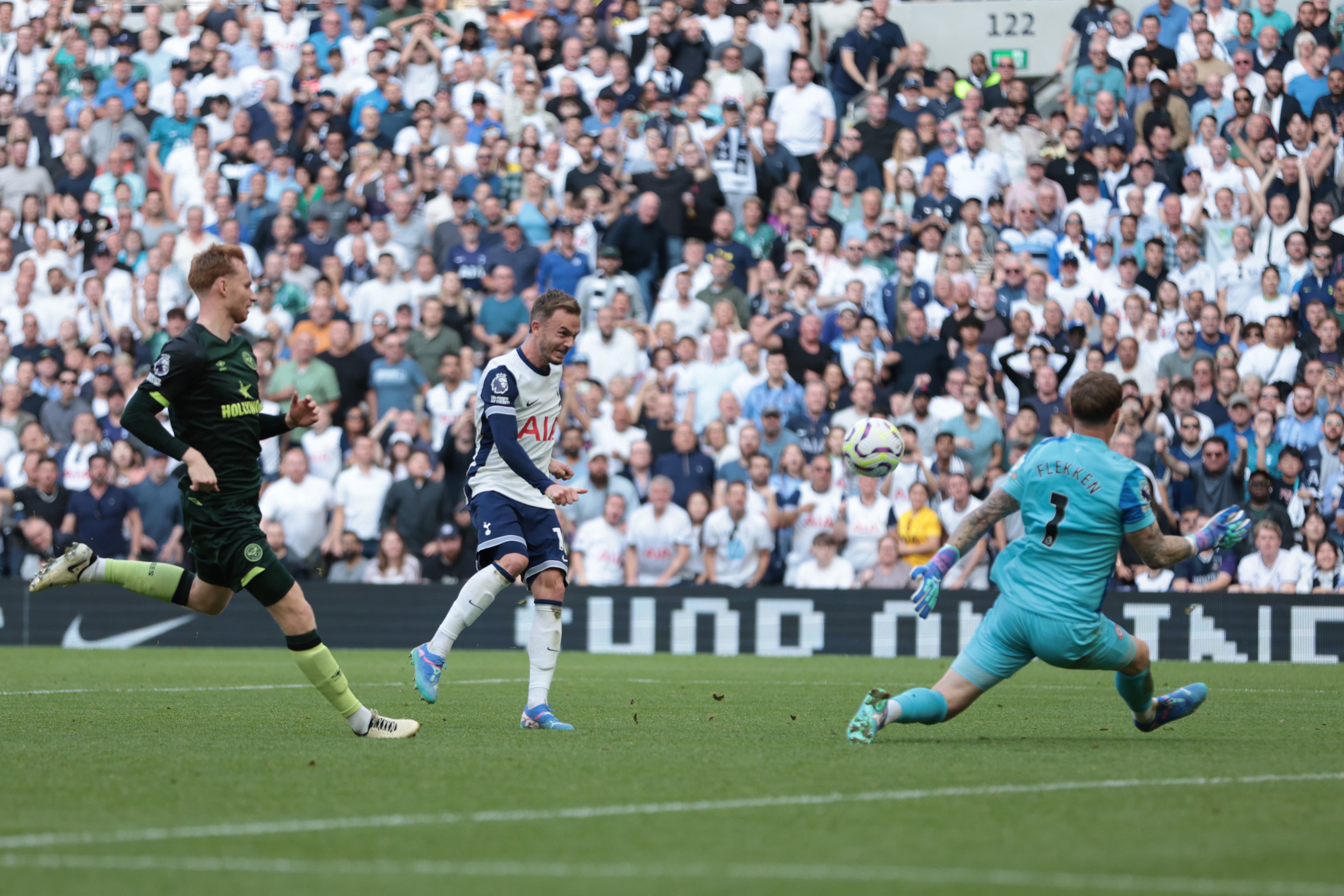 James Maddison ended his goal drought to cap off a superb individual display in Tottenham’s 3-1 win over Brentford (Steven Paston/PA)
