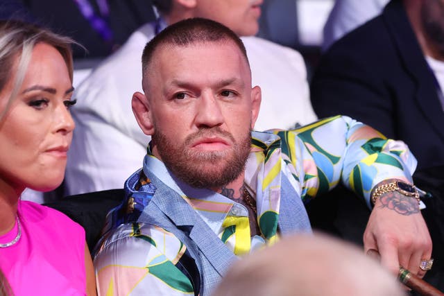 <p>Conor McGregor watches on ringside at Anthony Joshua v Daniel Dubois</p>