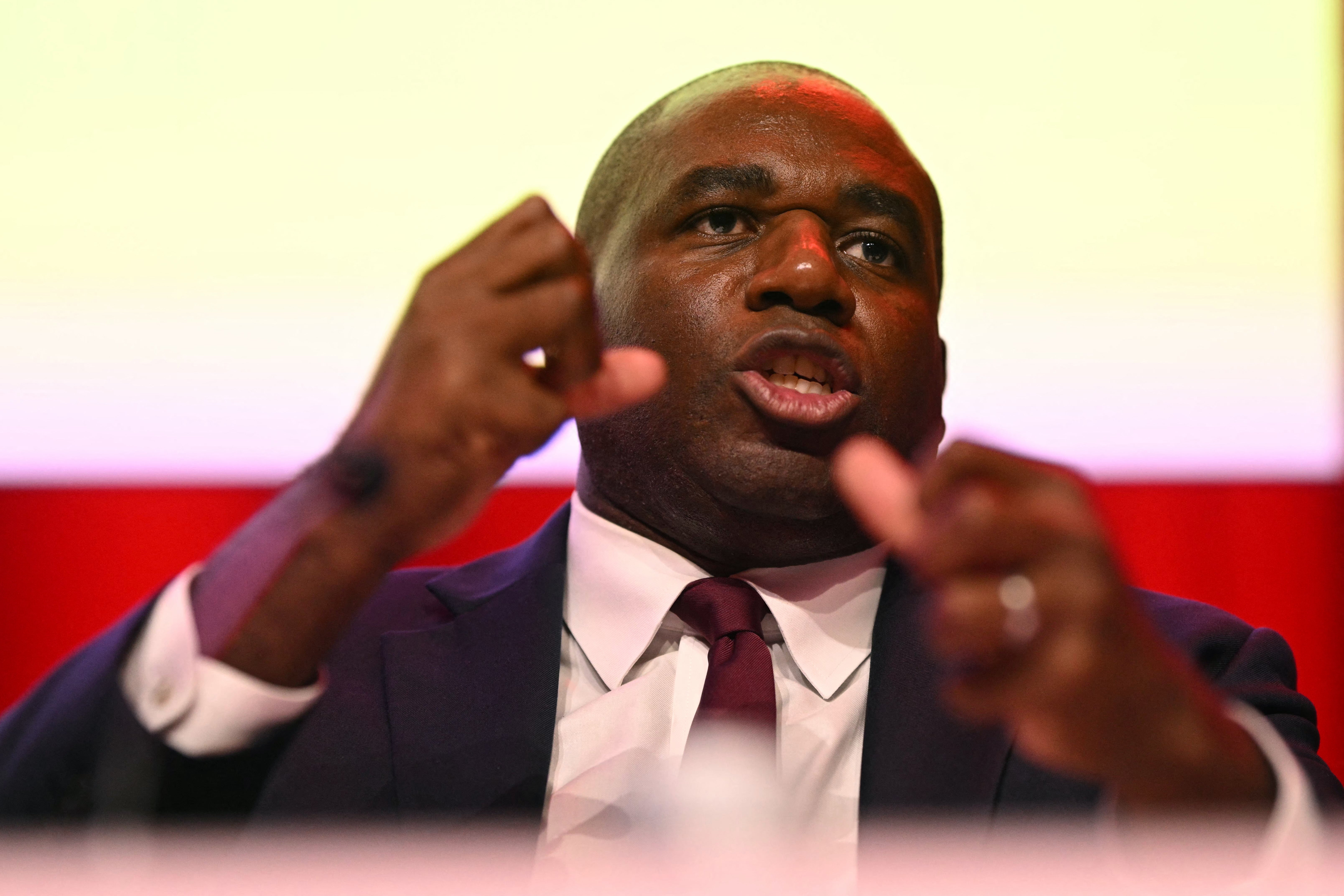 Politics tamfitronics David Lammy speaking at a fringe event at the Labour party conference