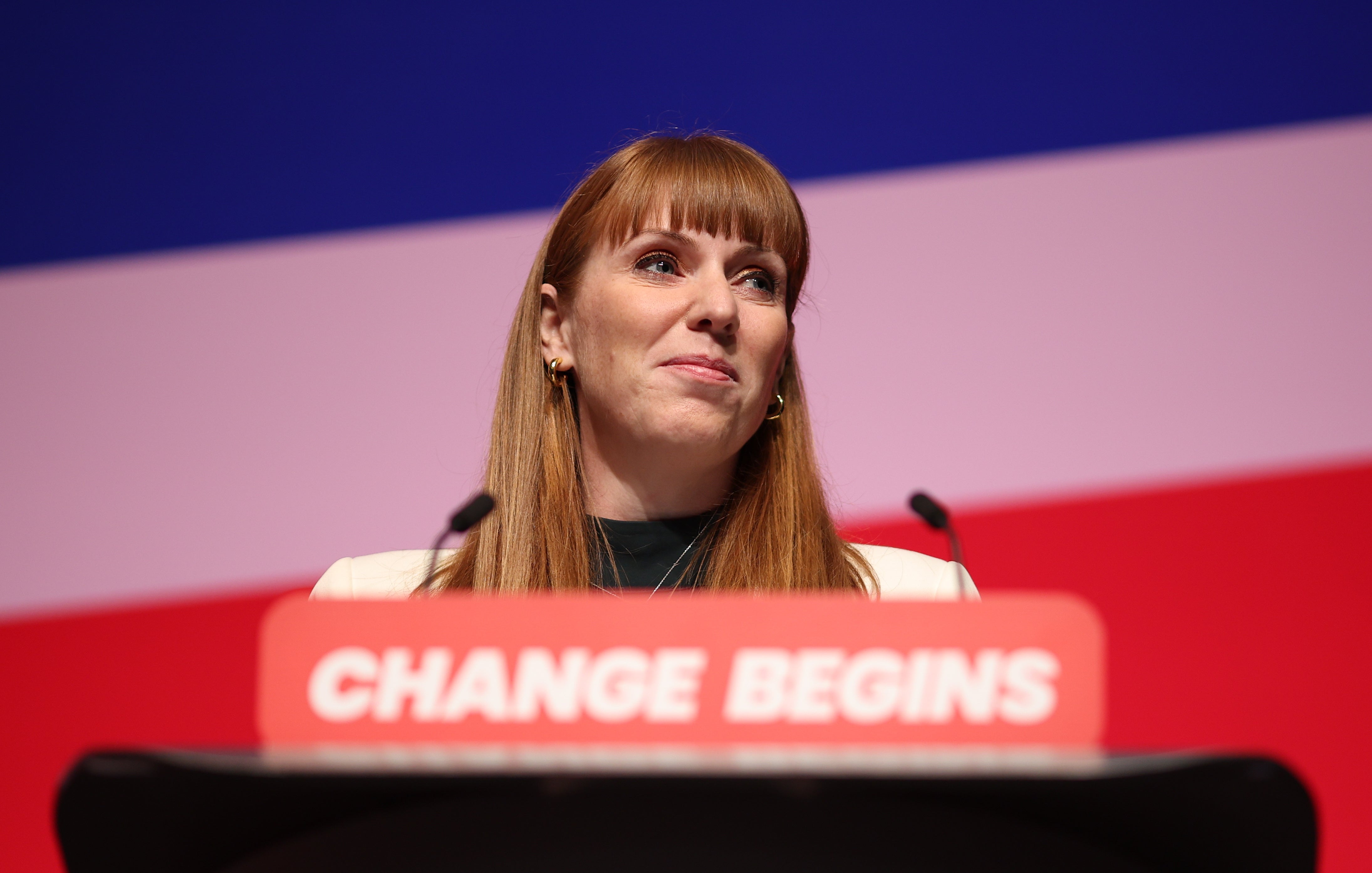 Deputy Prime Minister Angela Rayner looks on during the Labour Party Conference in Liverpool