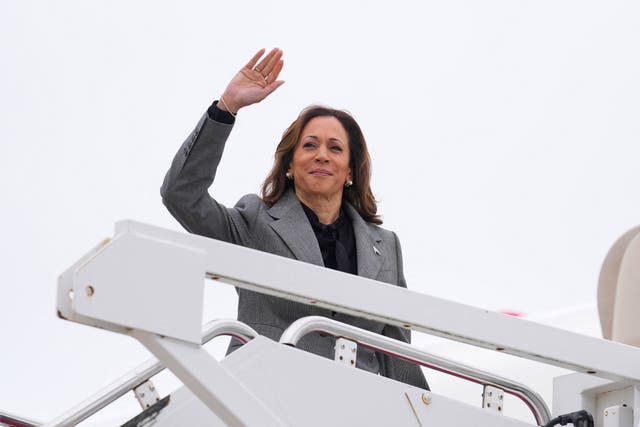 <p>Democratic presidential nominee Vice President Kamala Harris departs from Andrews Air Force Base on 22 September, 2024 </p>