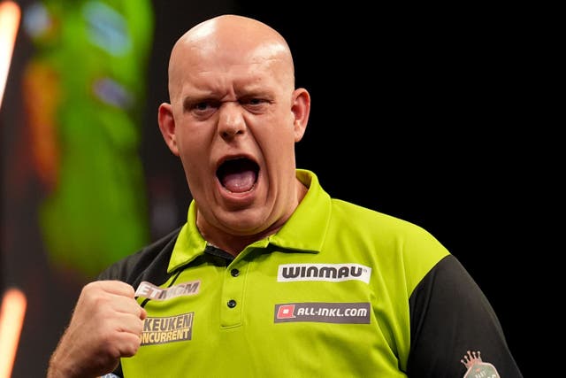 Michael van Gerwen beat Gian van Veen 8-7 in Budapest (Martin Rickett/PA)