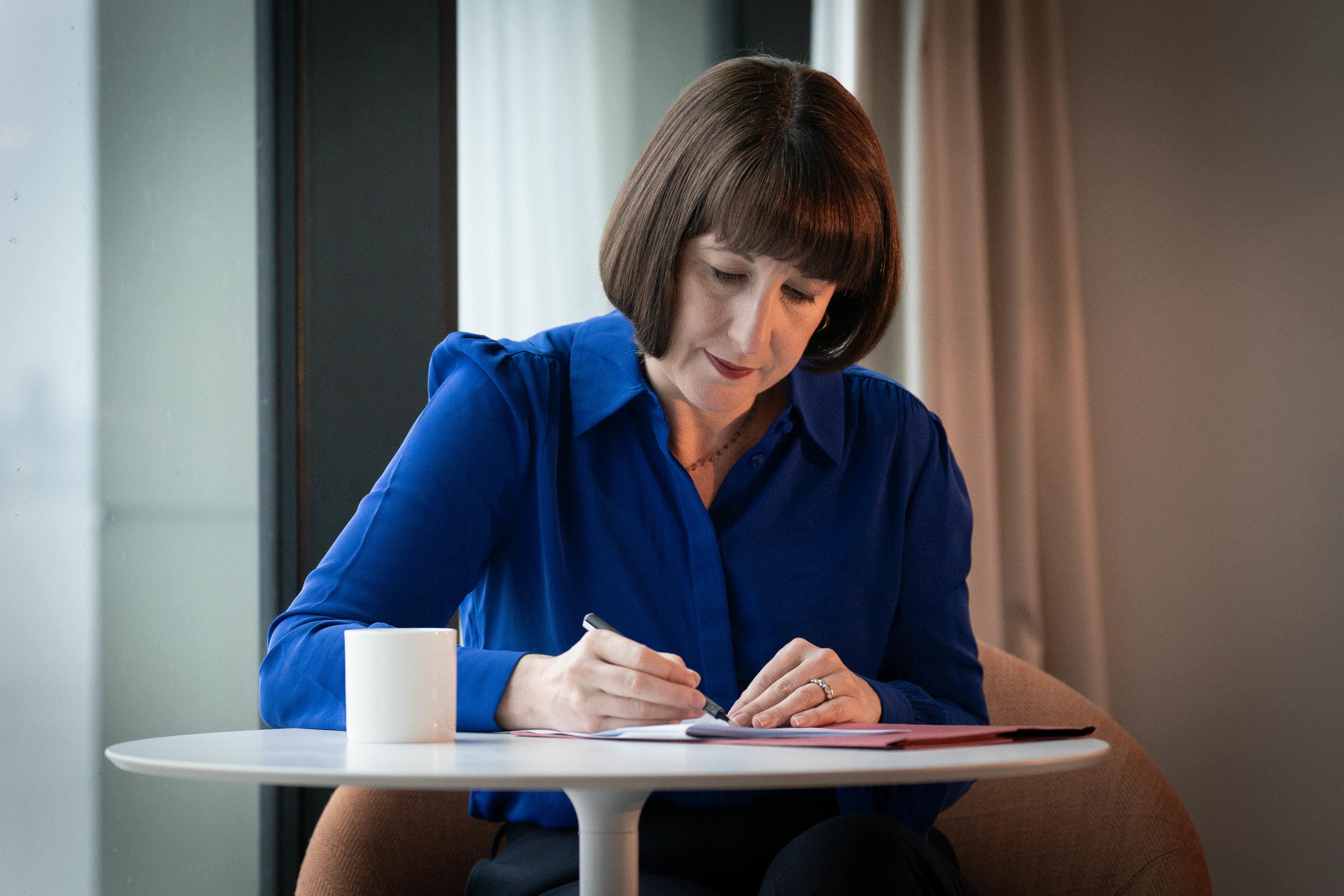 Chancellor Rachel Reeves prepares her Labour Party conference keynote speech in her hotel room in Liverpool