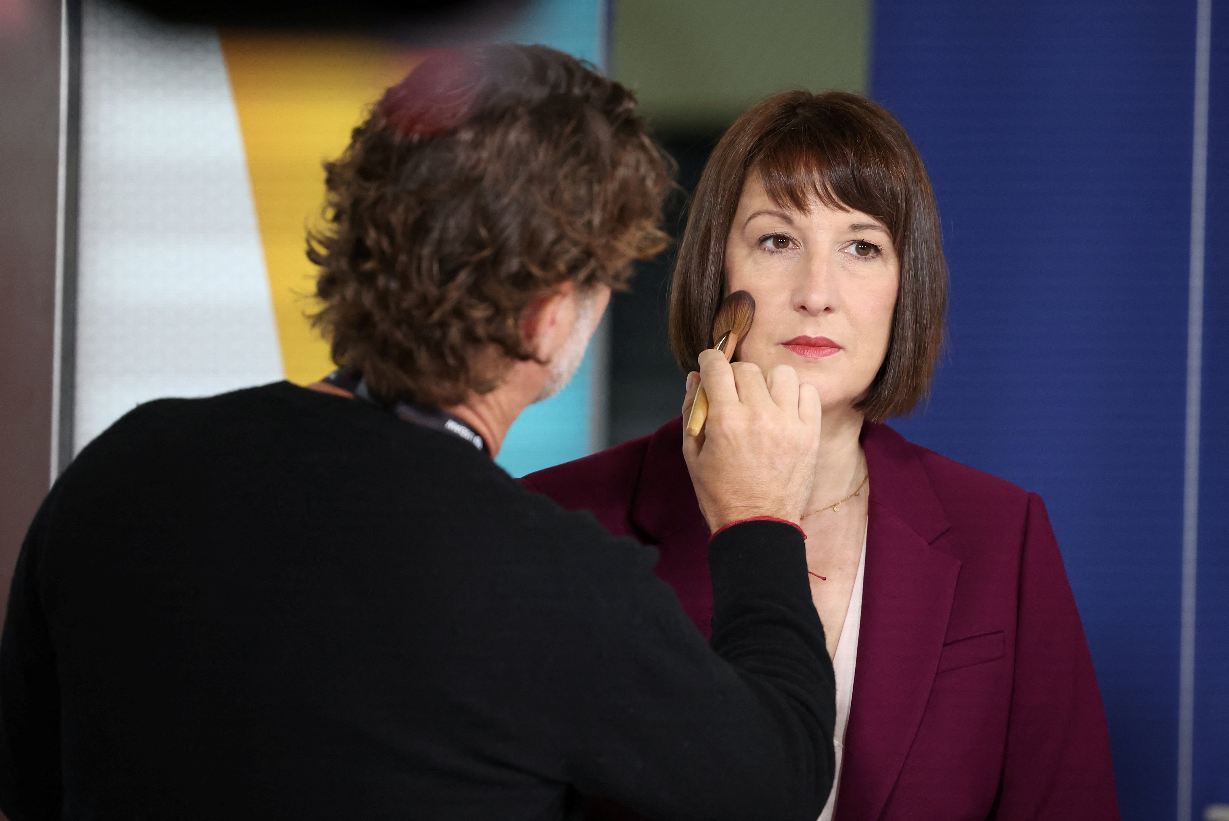 Rachel Reeves prepares to attend an interview ahead of her keynote speech at Britain's Labour party's annual conference in Liverpool