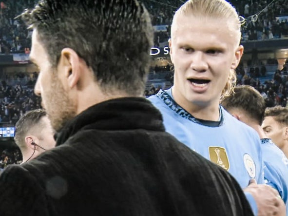 Erling Haaland also exchanged words with Mikel Arteta