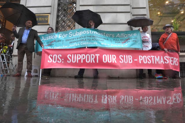 Campaigners outside Aldwych House (Jordan Pettitt/PA)