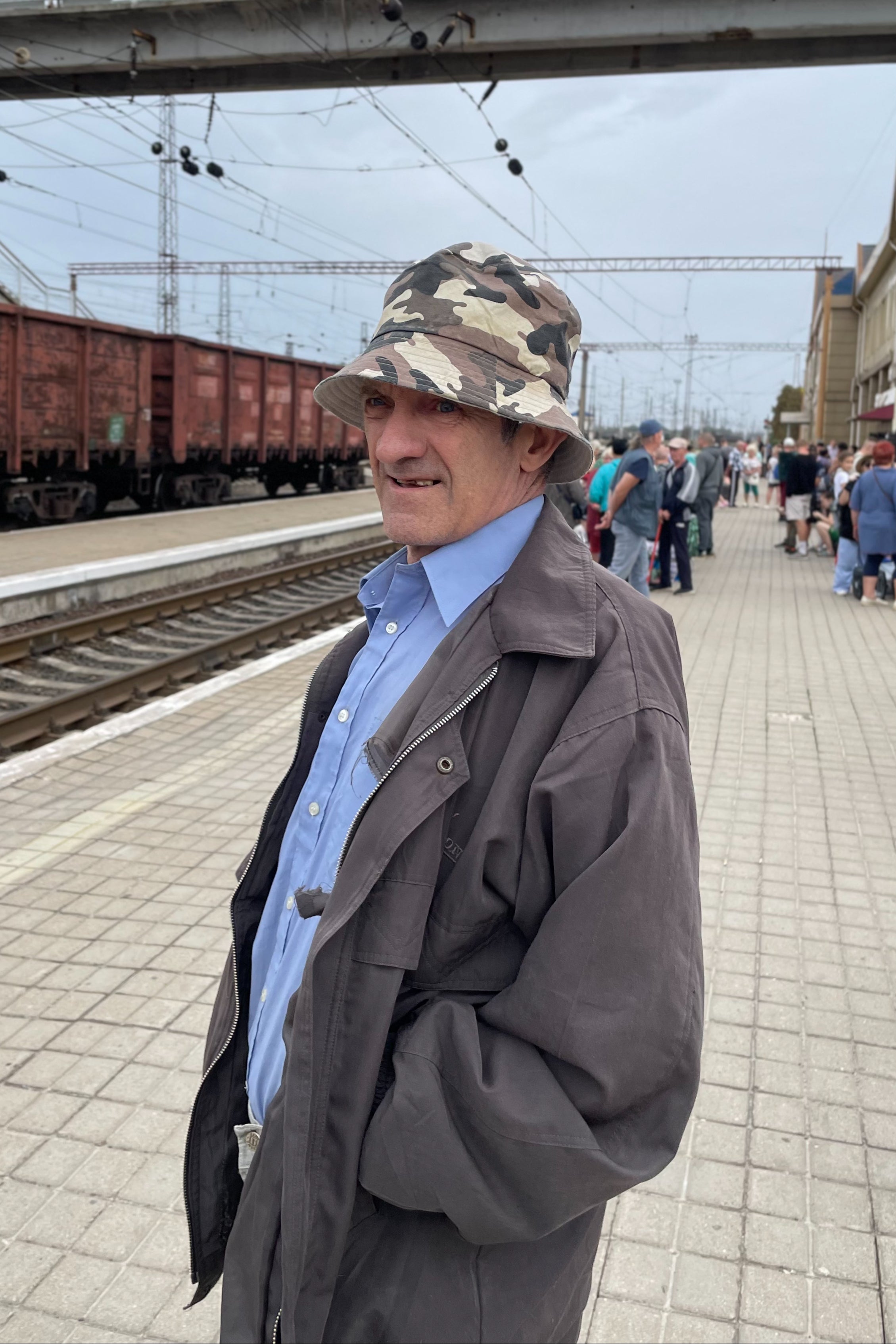 Oleksandr waits for an evacuation train out of Pokrovsk