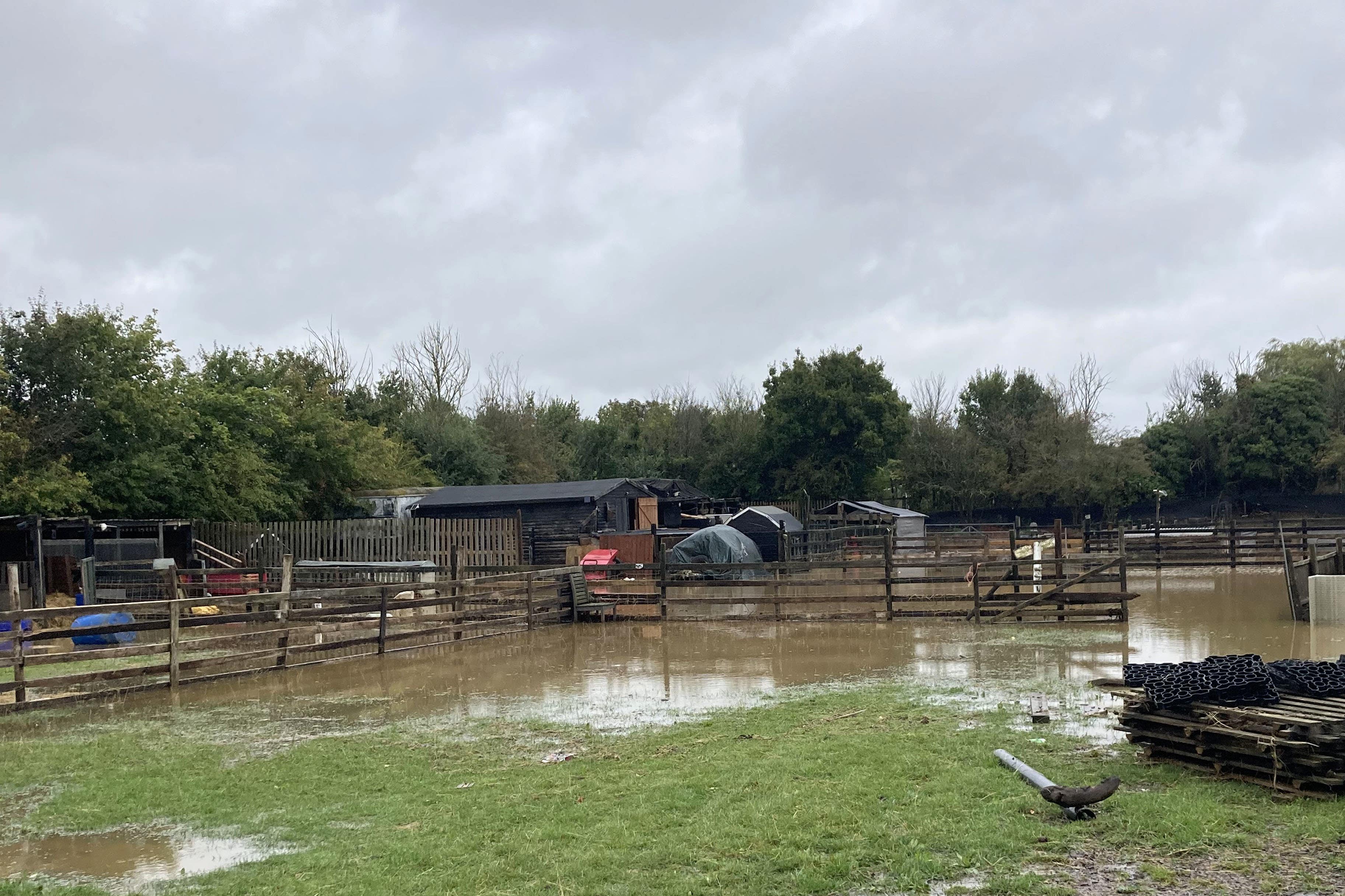 Flooding at Moreteyne’s Retreat in Bedfordshire (Jordan Reynolds/PA)