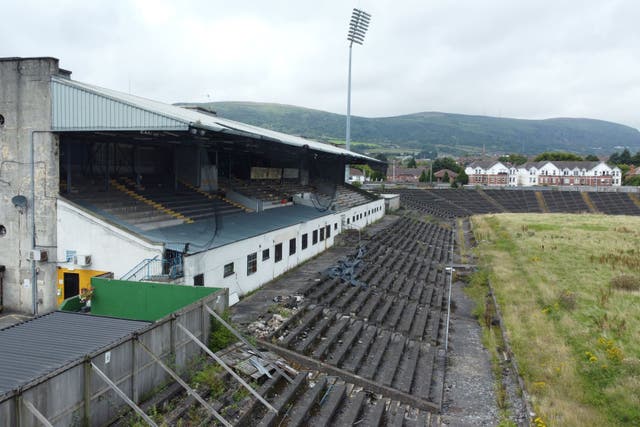 The derelict Casement Park stadium in west Belfast (Niall Carson/PA)