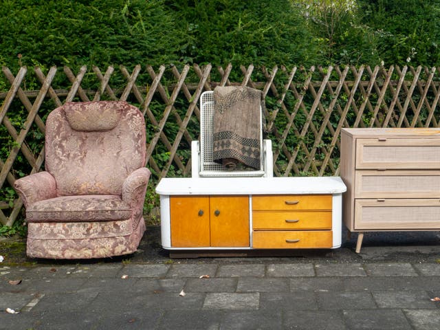 <p>Paved with gold: middle-class fly-tipping is the practice of leaving unwanted furniture on the street for other people to take for free</p>