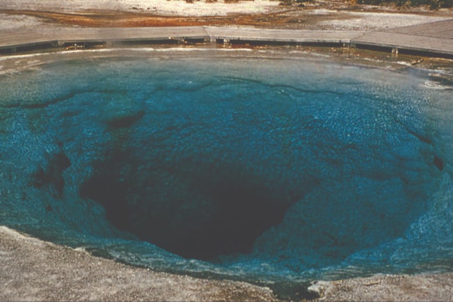 Morning Glory Pool used to be clear blue in colour, as shown in this historic photo