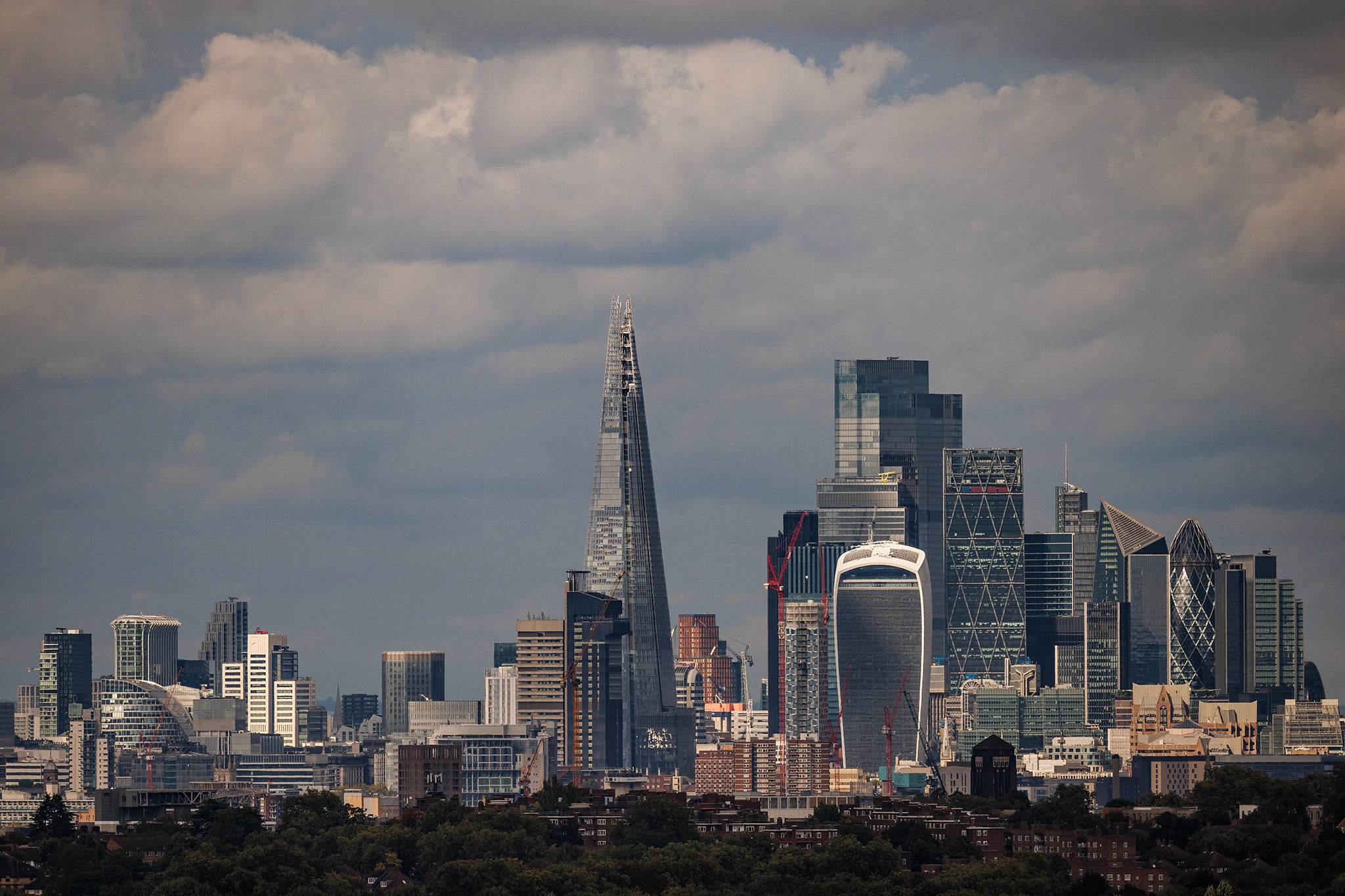 Heavy rain clouds over London