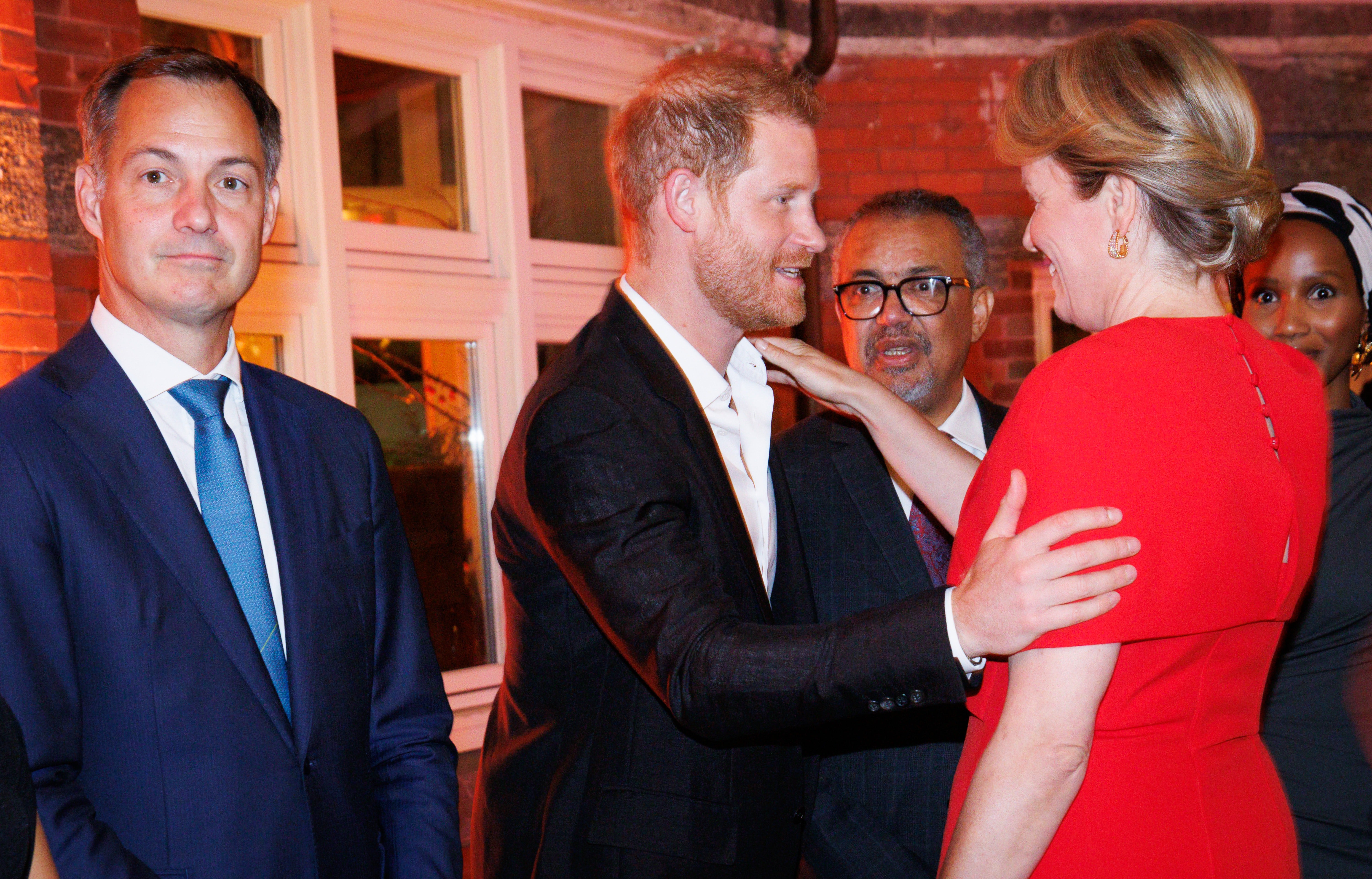 Harry also met Queen Mathilde of Belgium (right) and WHO chief Dr Tedros Adhanom Ghebreyesus at dinner in New York.