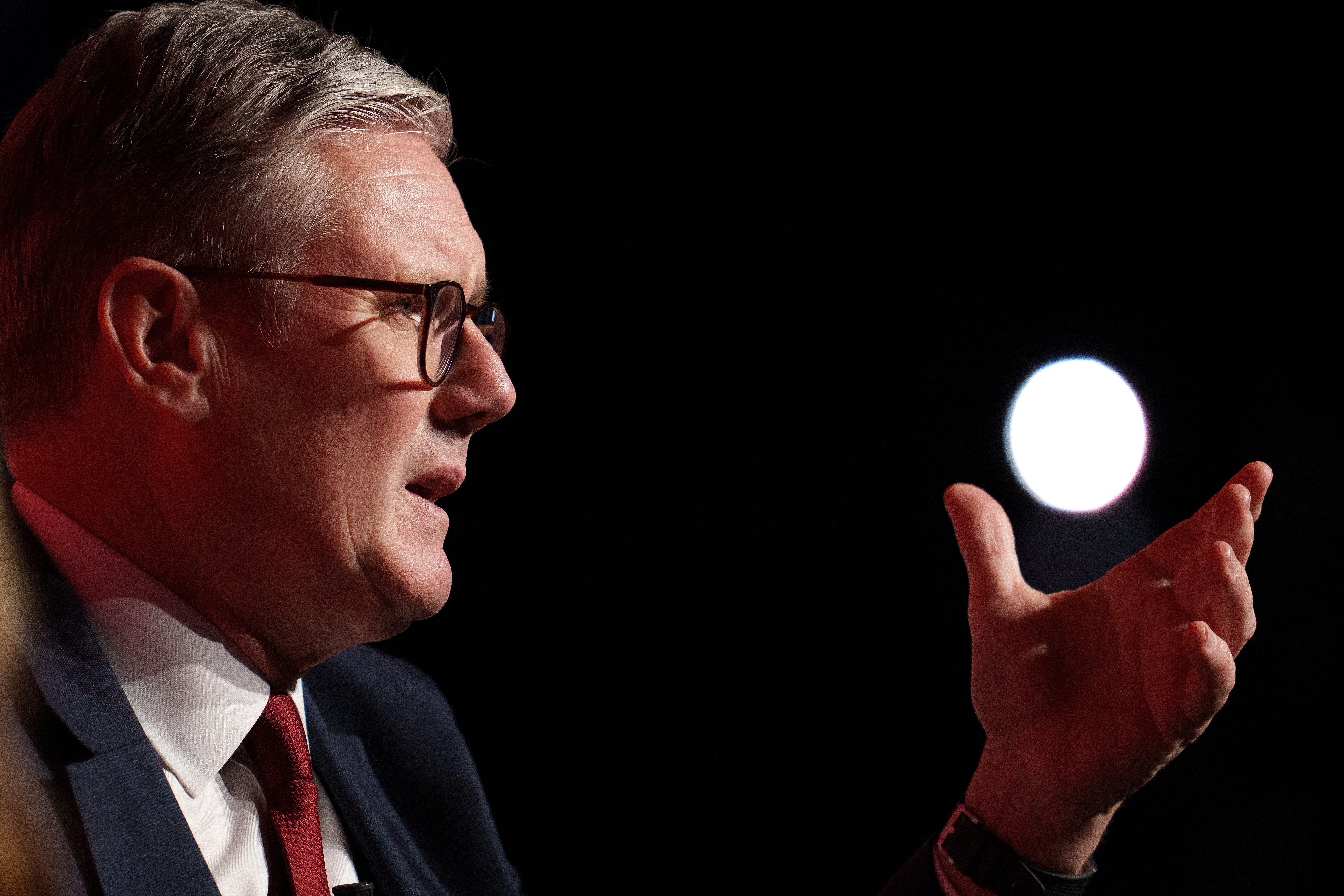 Sir Keir Starmer is seen on stage during a conversation with Google UK managing director at ACC Liverpool