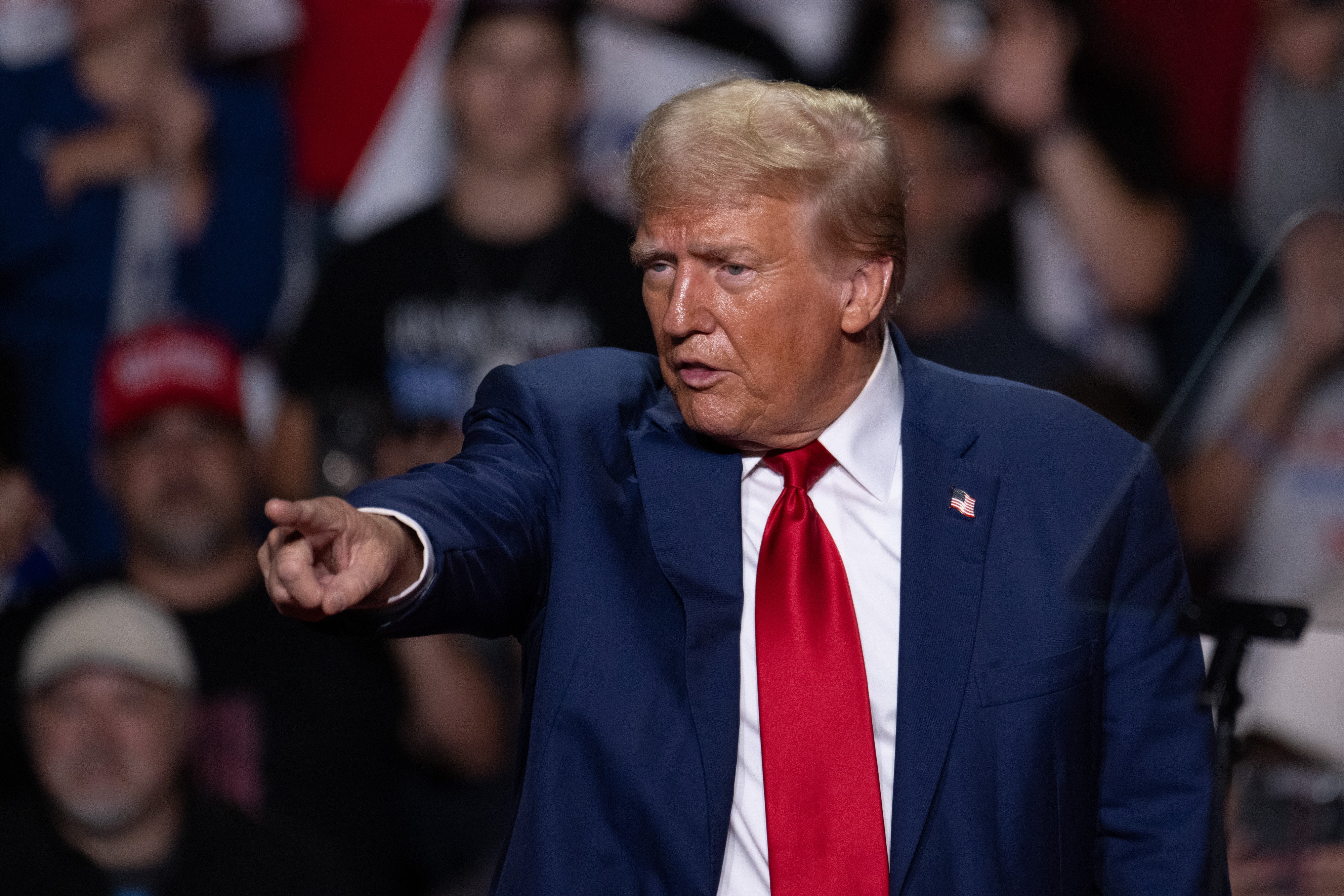 Trump speaks to the crowd at the rally in Pennsylvania