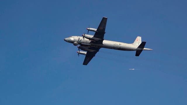 <p>File: An Il-38 maritime patrol aircraft of the Russian navy is seen flying over the Barents Sea during on 11 September 2024 </p>