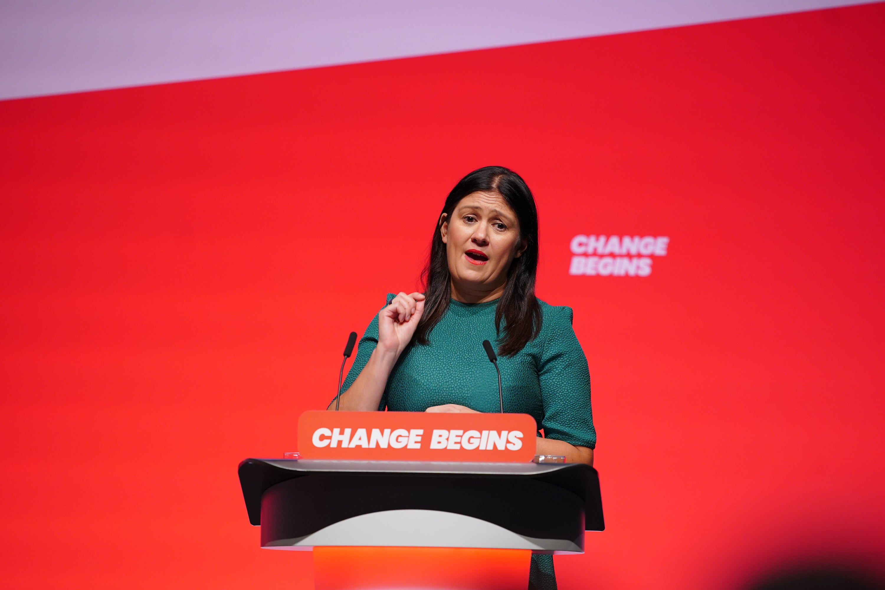 Culture Secretary Lisa Nandy delivers her speech during the Labour Party Conference (Peter Byrne/PA)