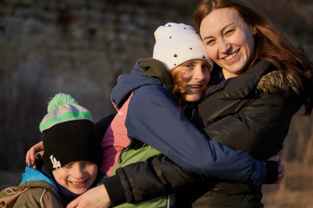 <p>Maria Kondratska and her two children pictured in Ukraine prior to Russia’s invasion</p>