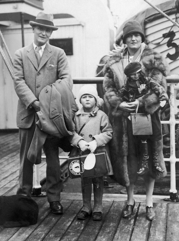 F Scott Fitzgerald, his wife, Zelda, and their daughter, Scottie, on board a cruise ship