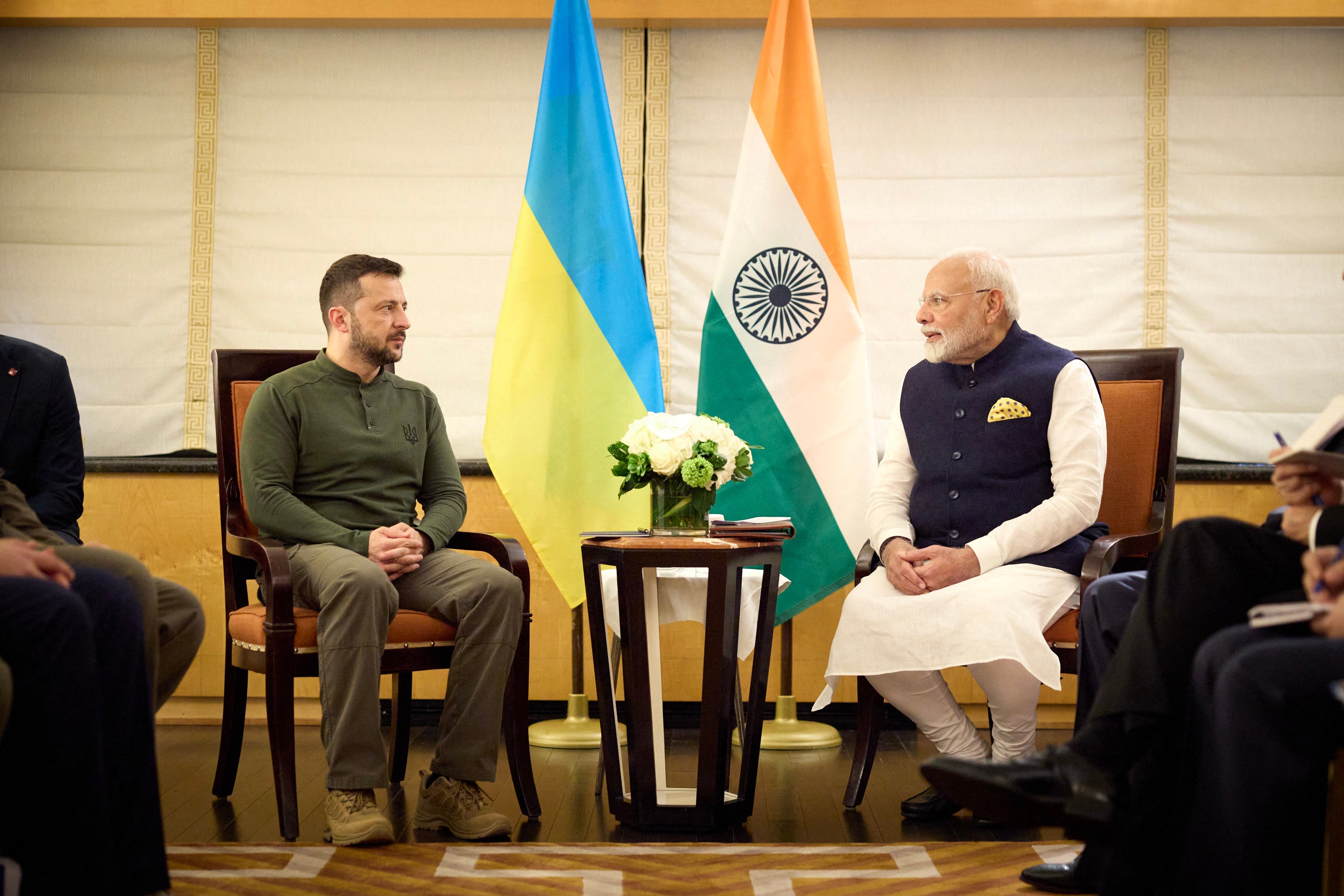 Zelensky speaking with Indian Prime Minister Narendra Modi