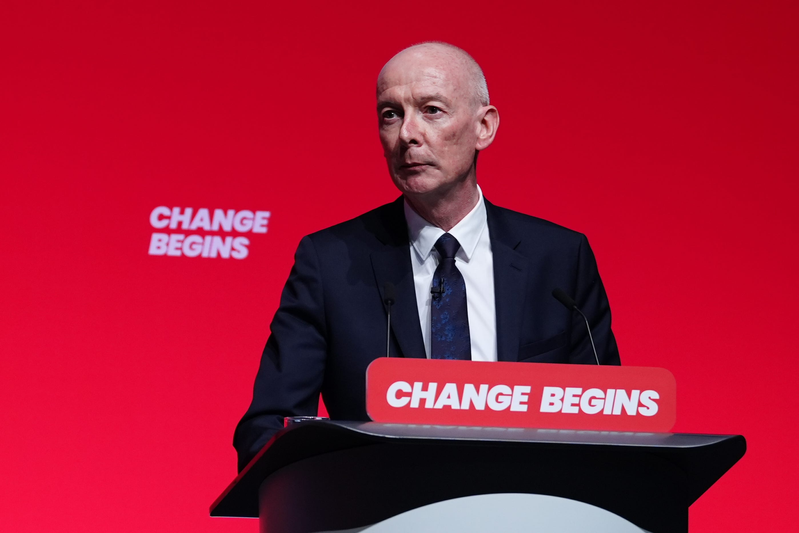 Chancellor of the Duchy of Lancaster Pat McFadden speaking during the Labour Party conference in Liverpool (Peter Byrne/PA)