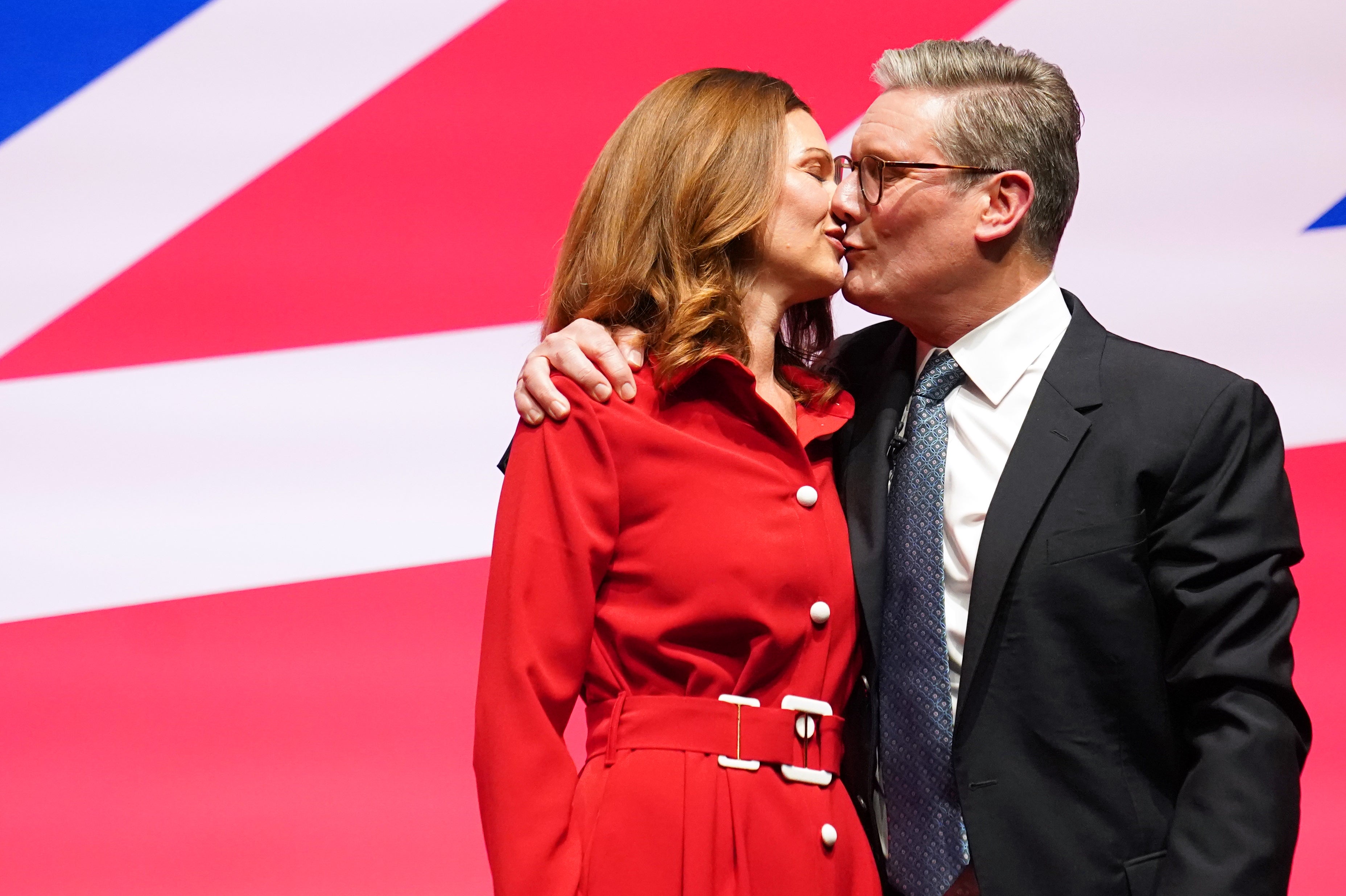 Prime Minister Sir Keir Starmer, with his wife Lady Victoria Starmer, after concluding his conference speech (Stefan Rousseau/PA)