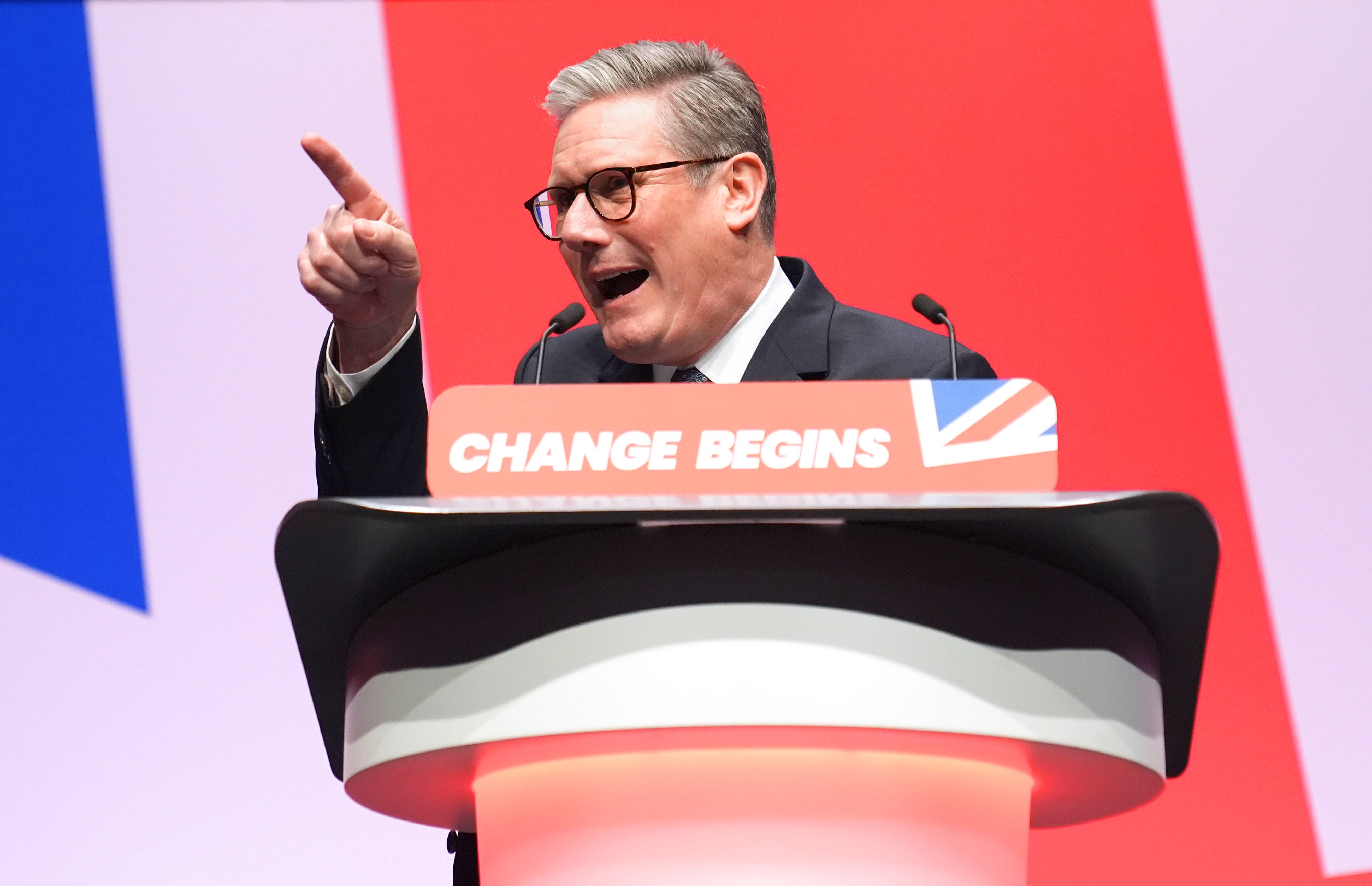 Prime Minister Sir Keir Starmer during his speech in Liverpool (Stefan Rousseau/PA)