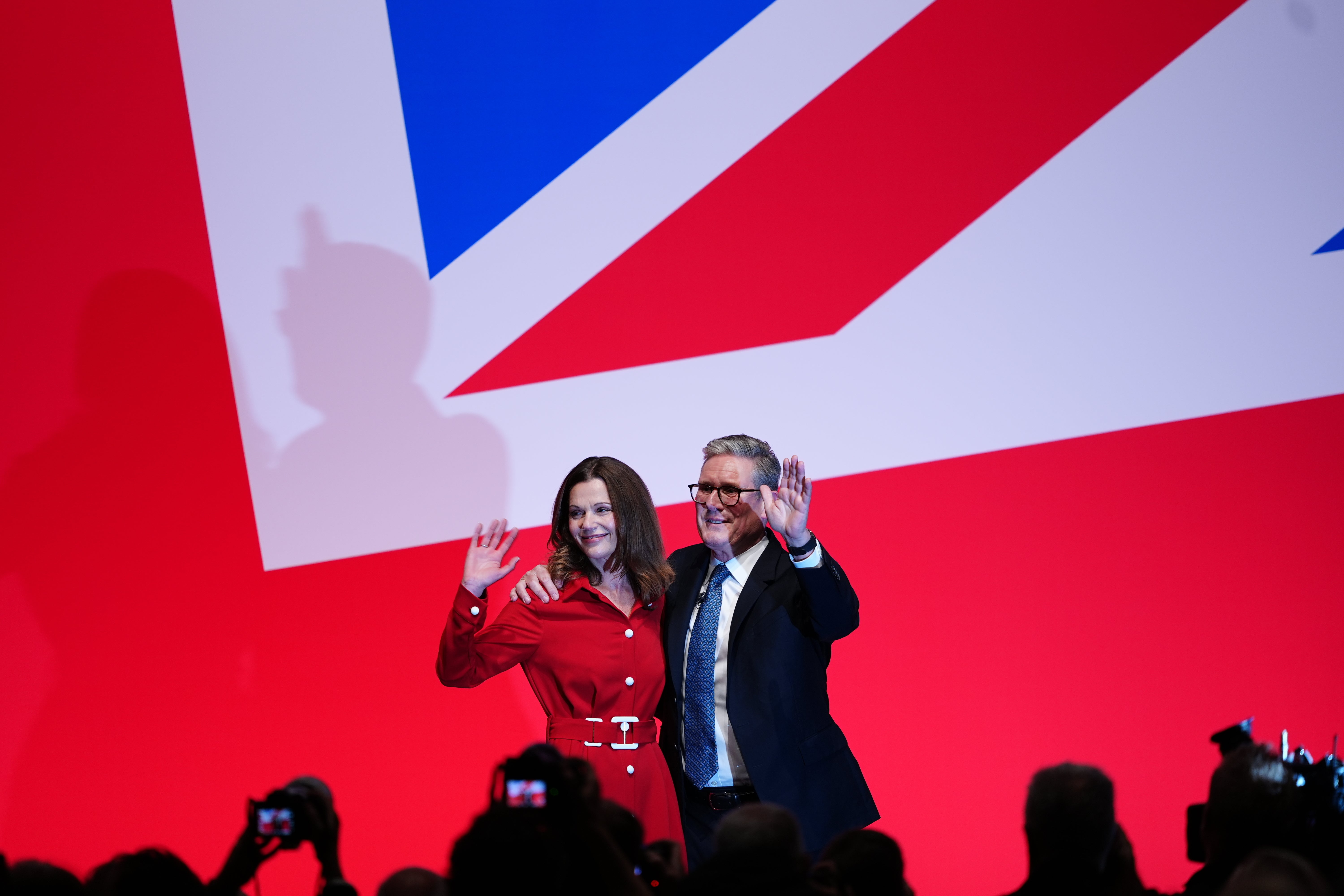 Prime Minister Sir Keir Starmer was joined on stage by his wife Victoria following his conference speech