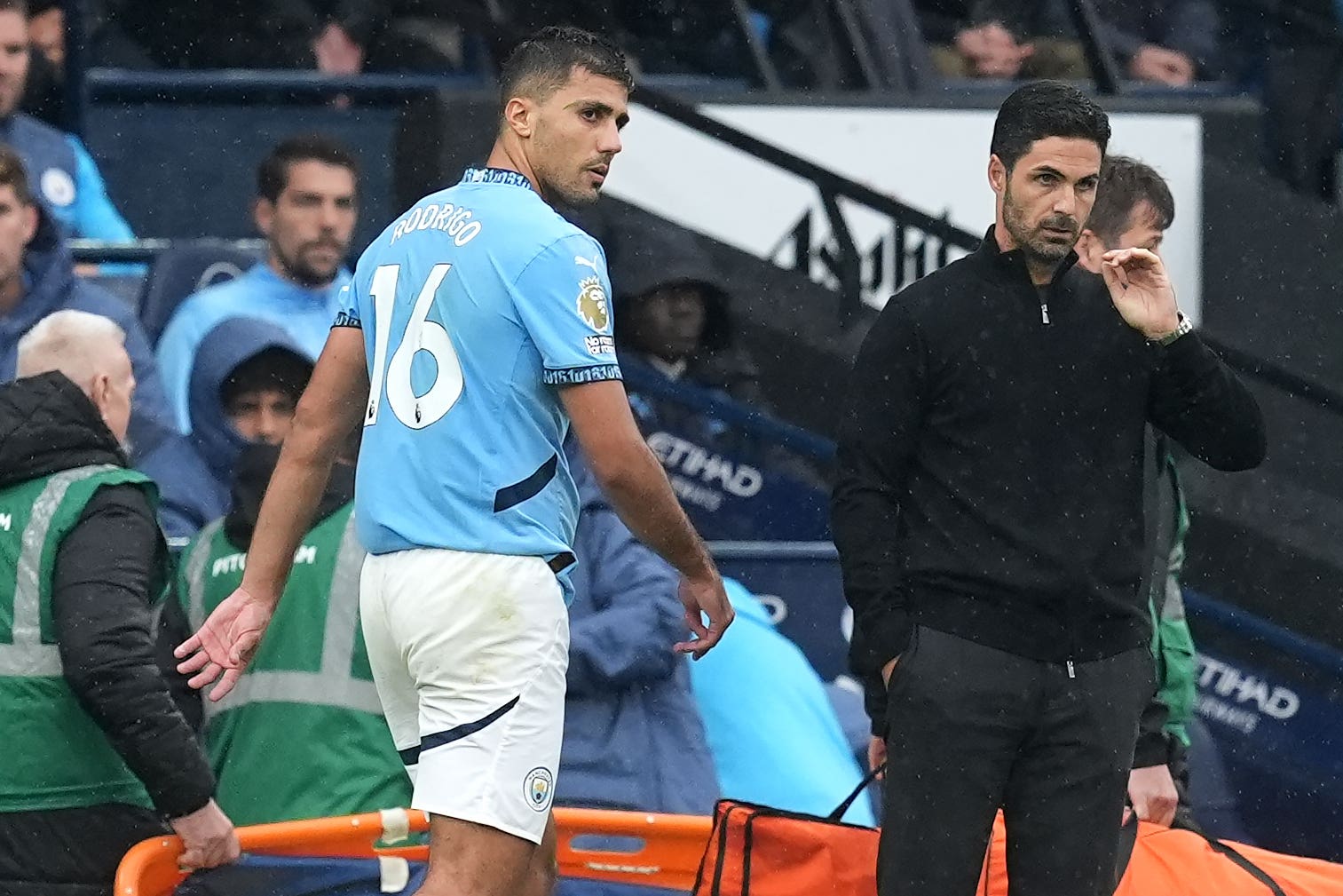 Rodri is facing a spell on the sidelines after limping out of Saturday’s game against Arsenal (Martin Rickett/PA)