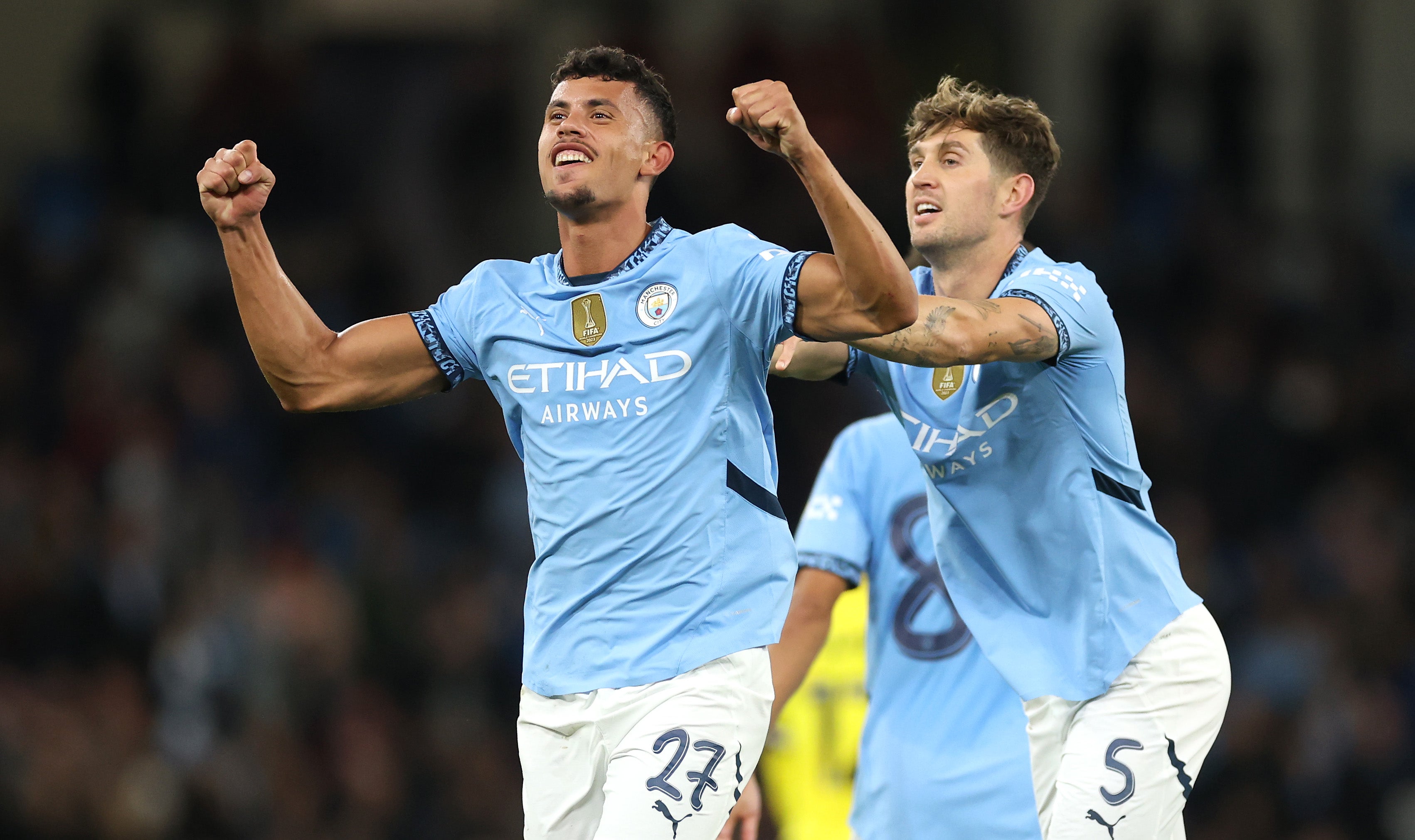 Nunes celebrates his first goal for City