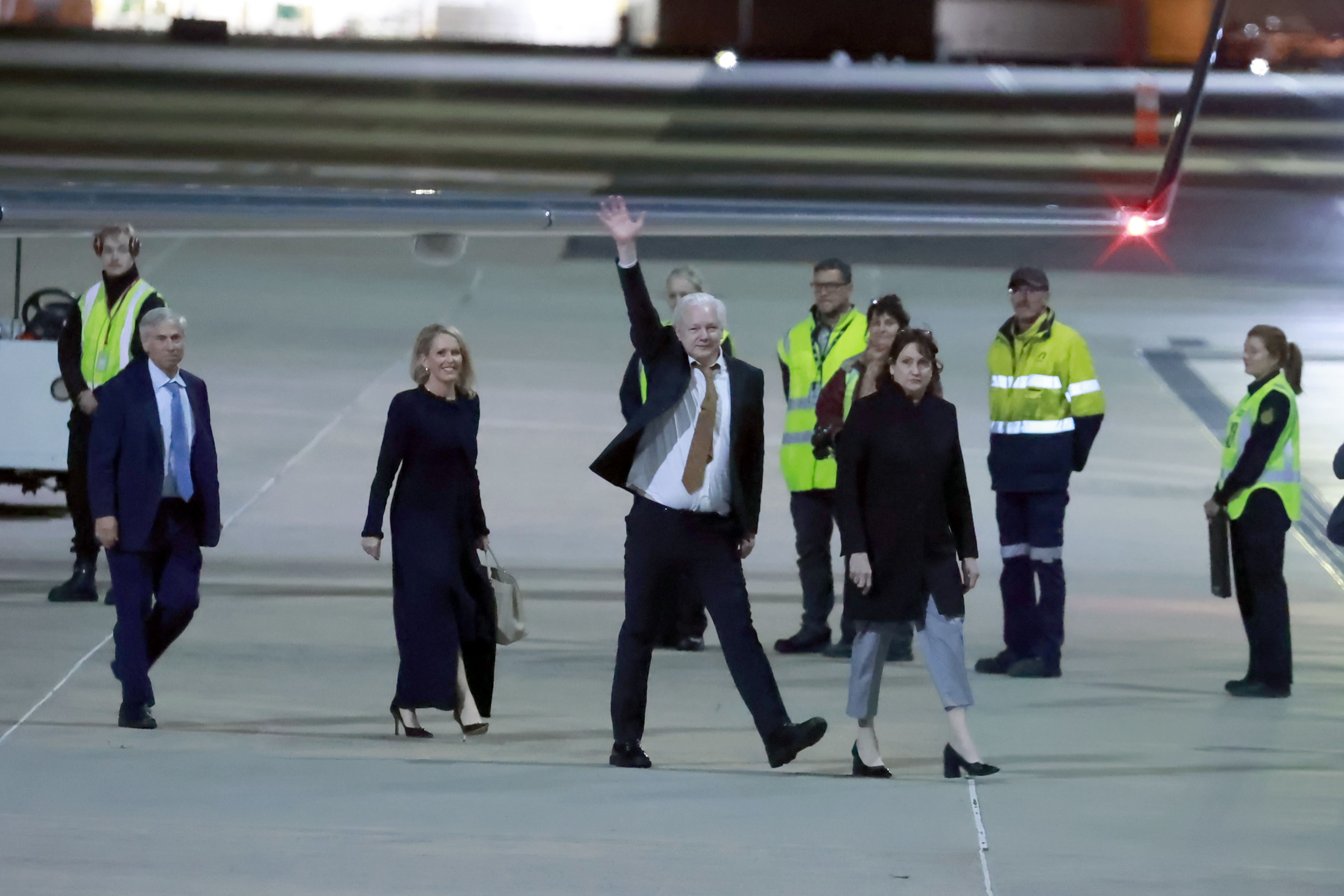 WikiLeaks founder Julian Assange arrives in Canberra on his return to Australia (Hilary Wardhaugh/PA)