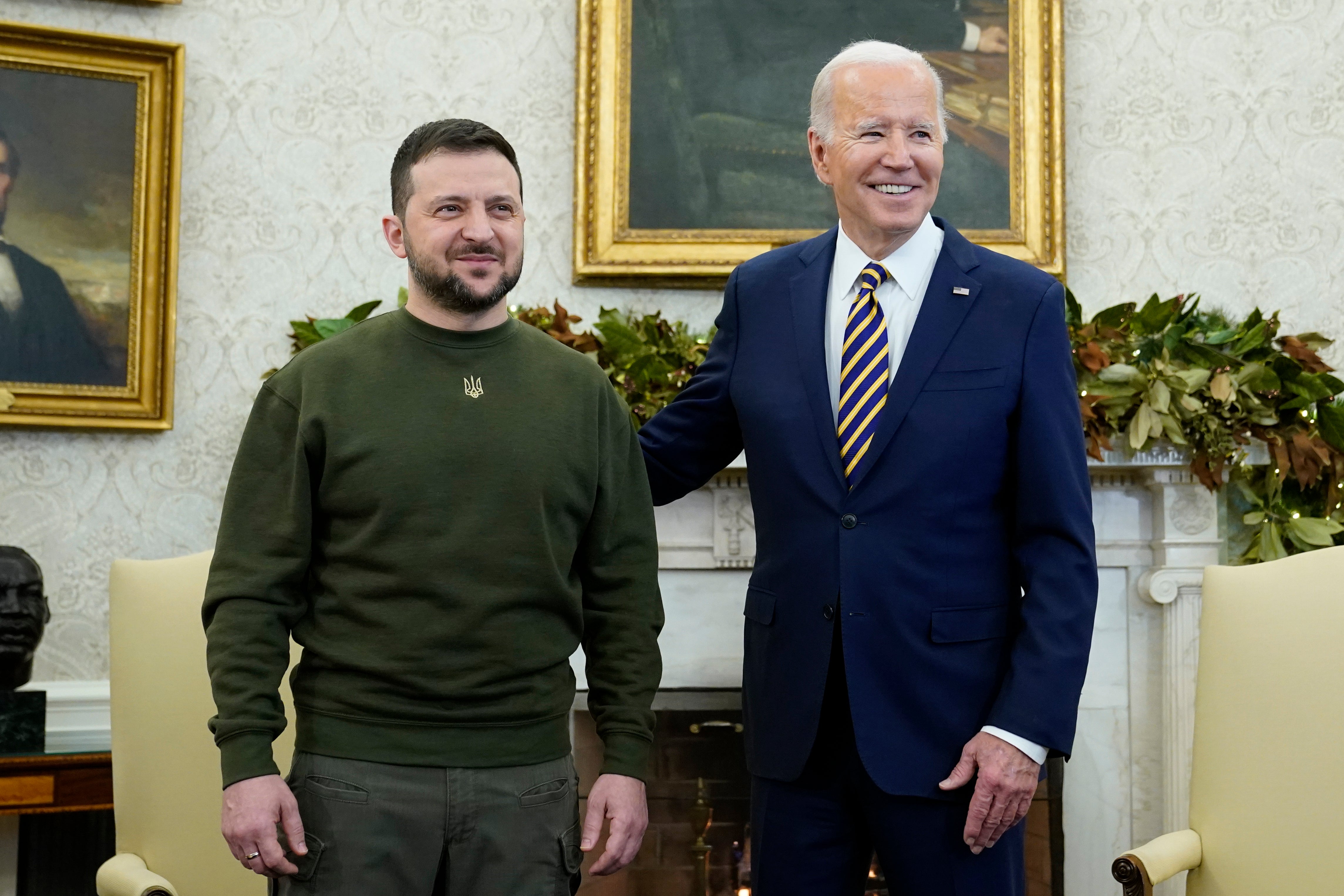 President Joe Biden meets with Volodymyr Zelensky in the White House in December 2022, after the fourth aid package was approved