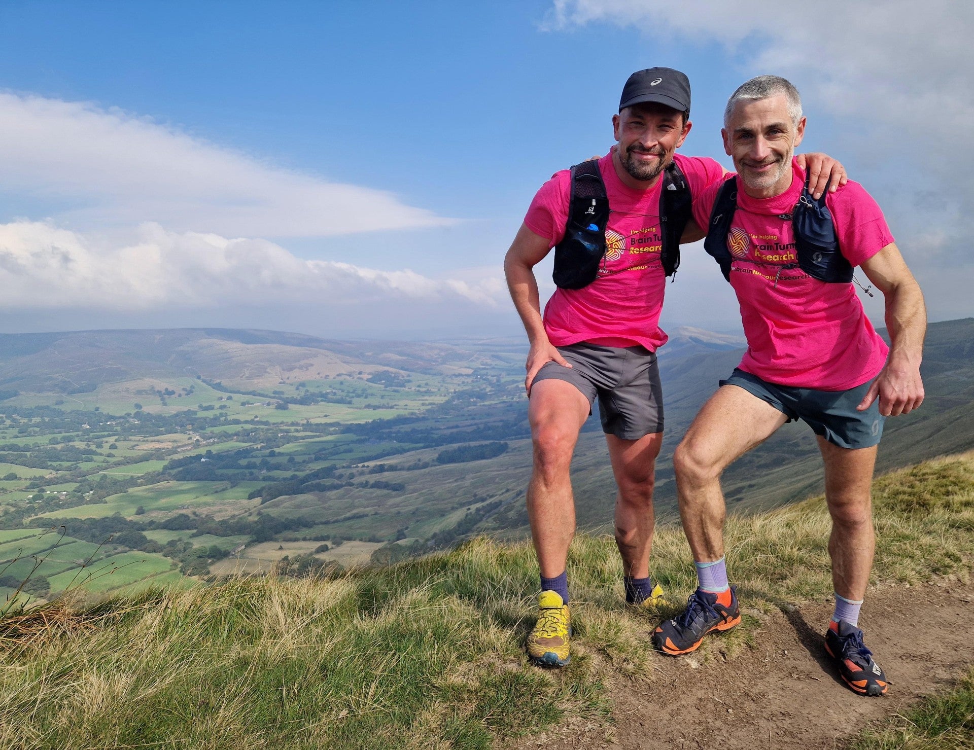 James (left) and his friends ran the Edale Skyline in the Peak District to raise money for Brain Tumour Research