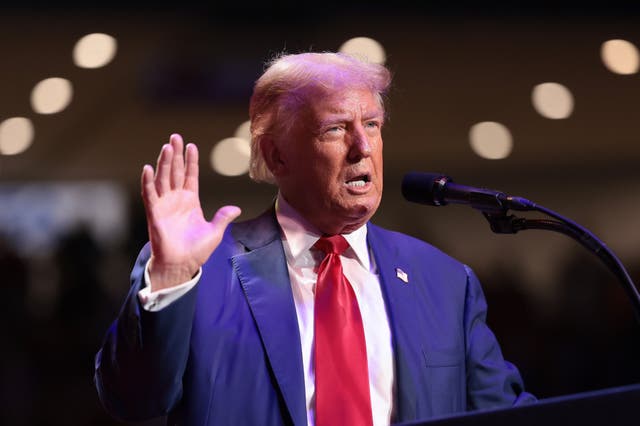 <p>Republican presidential nominee Donald Trump speaks during a campaign rally in Indiana, Pennsylvania</p>