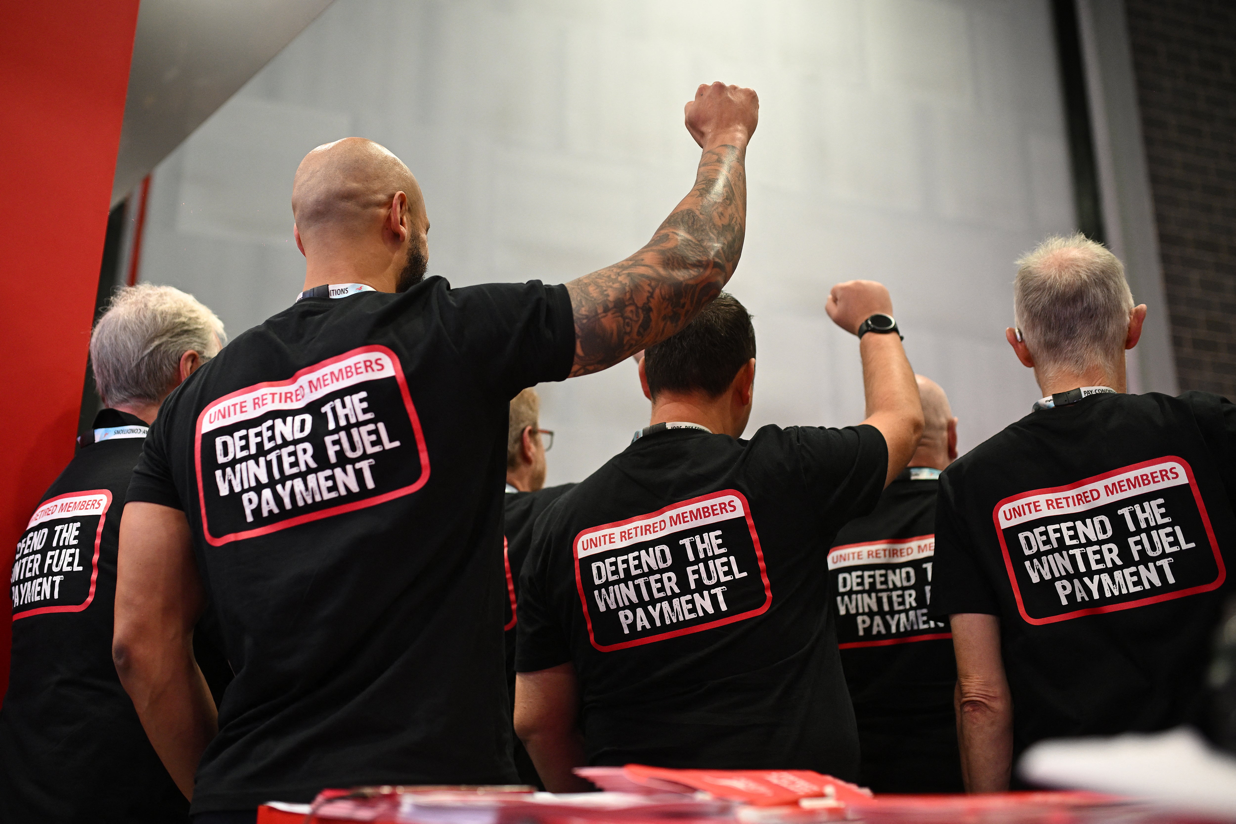 Unite Union members campaign to preserve the 'Winter Fuel Payment', on the fourth day of the annual Labour Party conference in Liverpool