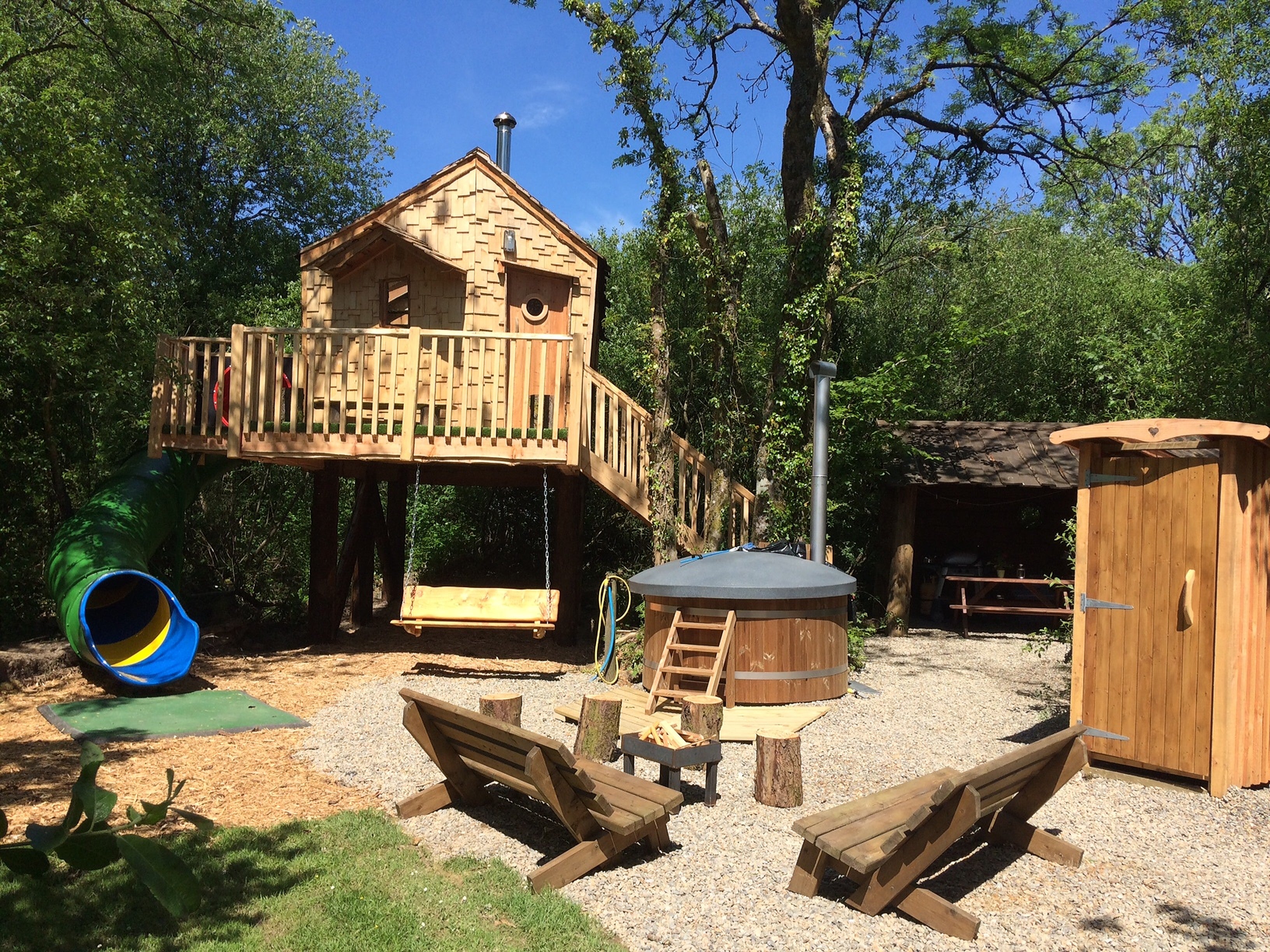 A treehouse is one way to experience the Welsh countryside