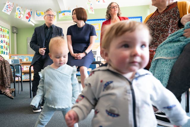 Sir Keir Starmer and Bridget Phillipson during a visit to nursery school, in Nuneaton, Warwickshire, earlier this year (Stefan Rousseau/PA)