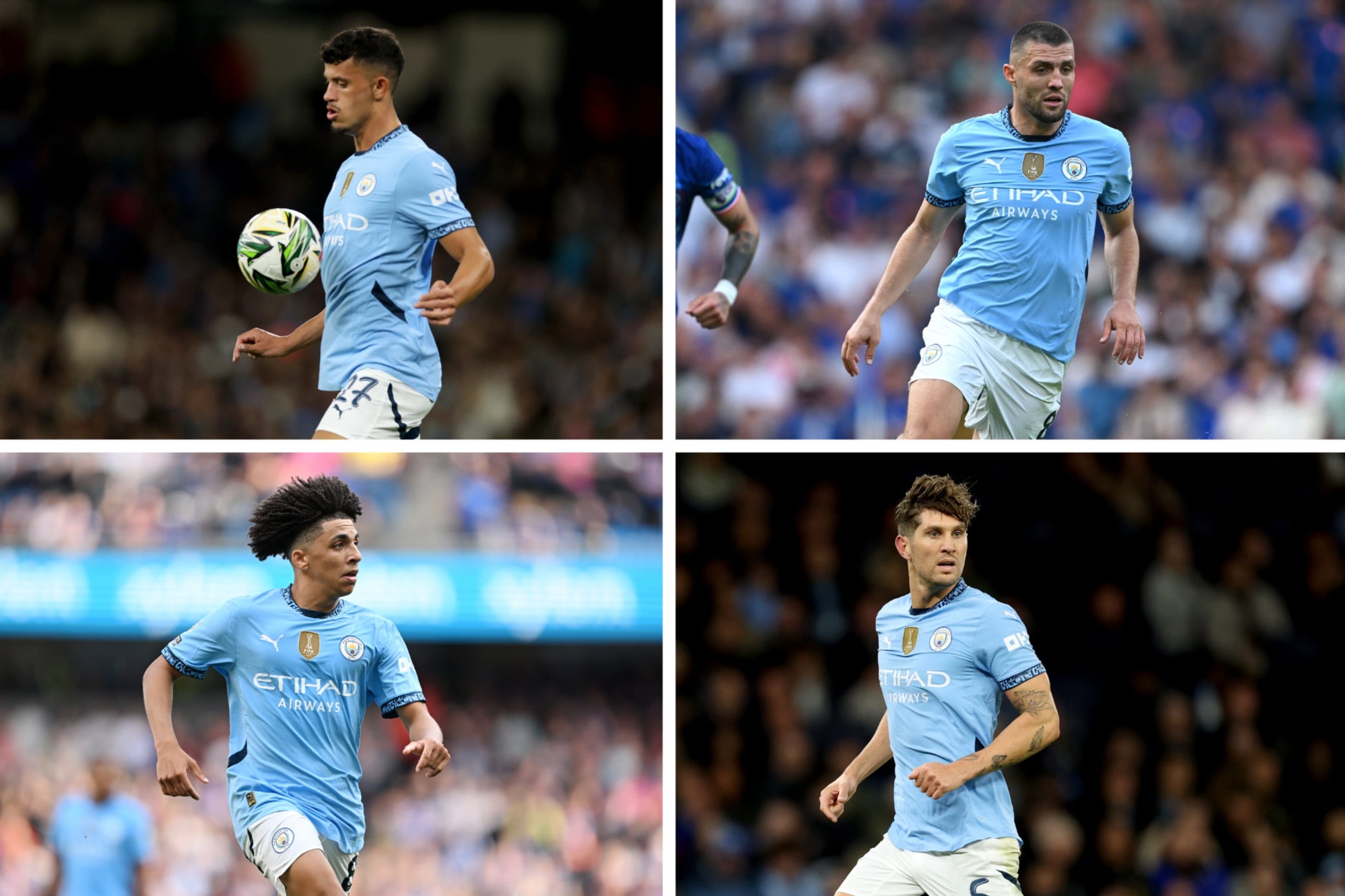 Clockwise from top-left: Matheus Nunes, Mateo Kovacic, John Stones and Rico Lewis